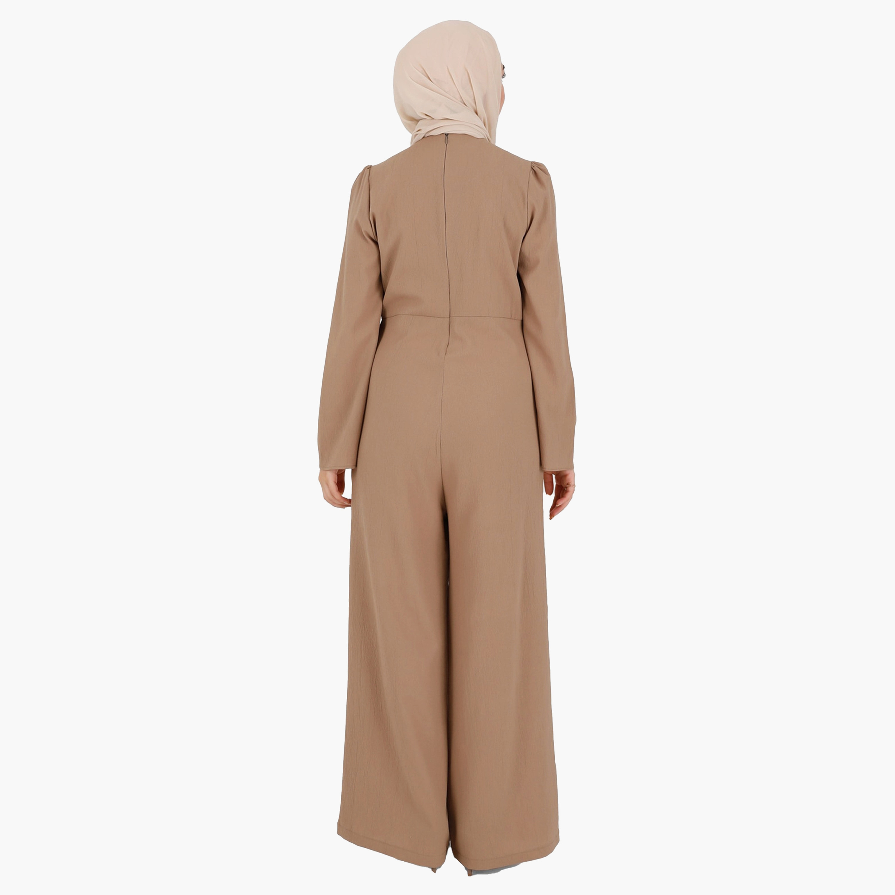 بذلة جمبسوت سادة بياقة على شكلV مع سحاب خلفي للإغلاق من مودانيشا-women-clothing-dresses-image-5