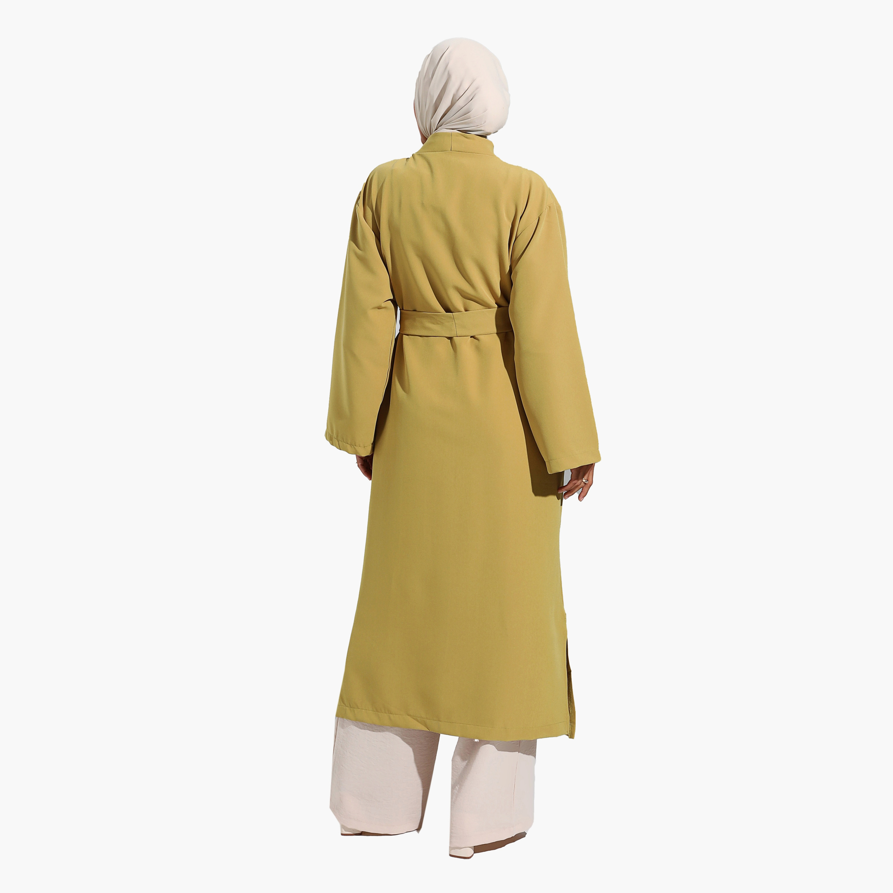 Modanisa Plain Shawl Collar Tie Belt Topcoat-women-clothing-coatsandjackets-coats-image-5