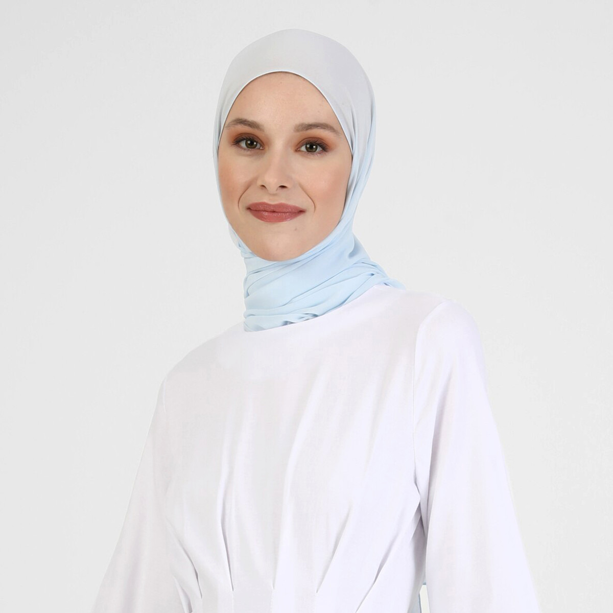 Modanisa Women White Plain Back Zipper Pleated Dress-women-clothing-dresses-image-3