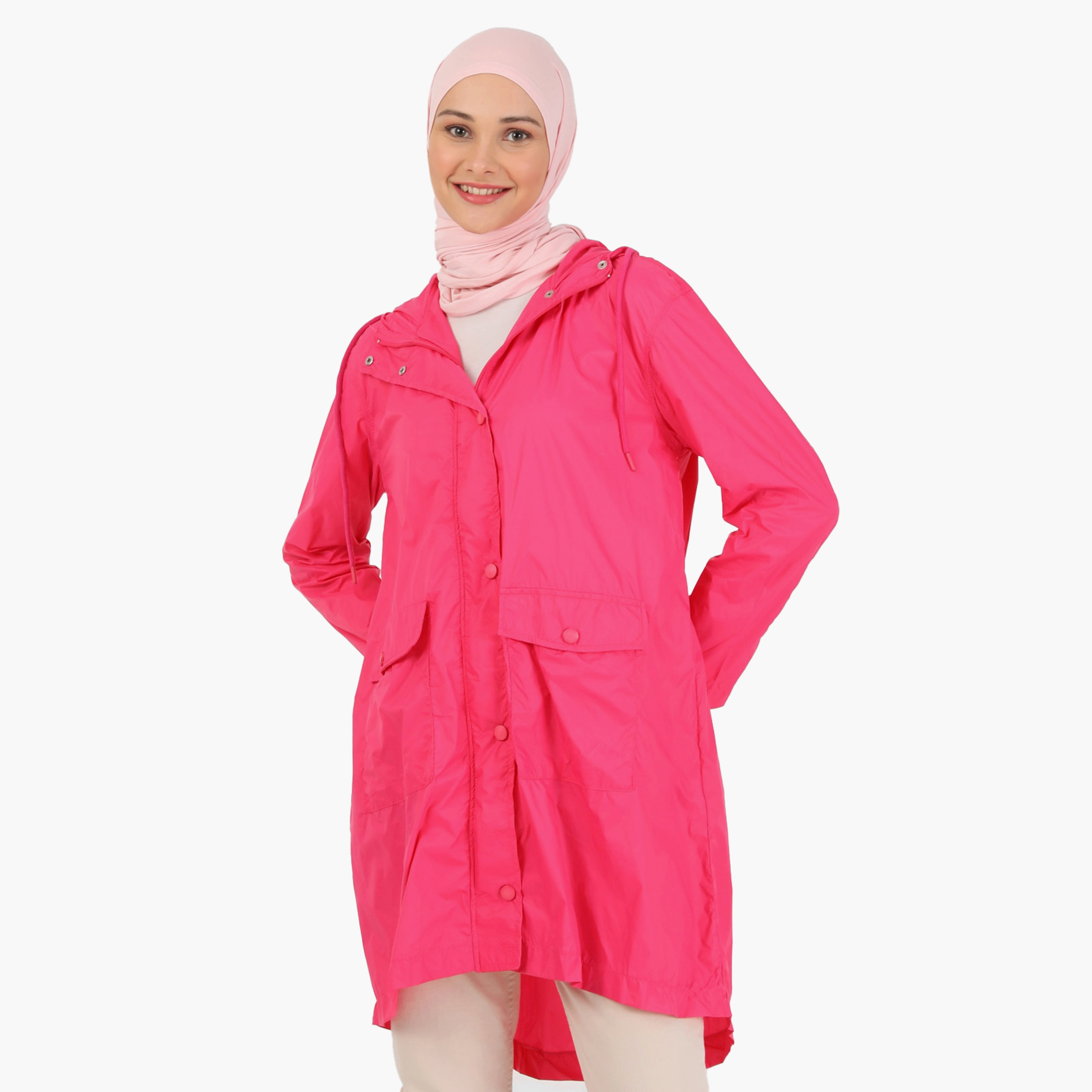 Modanisa Plain Hooded Trench Coat-women-clothing-coatsandjackets-coats-image-1
