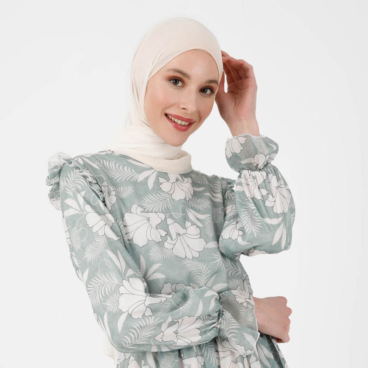 فستان مودانيسا نسائي أخضر برباط زهور وياقة دائرية-women-clothing-dresses-image-3
