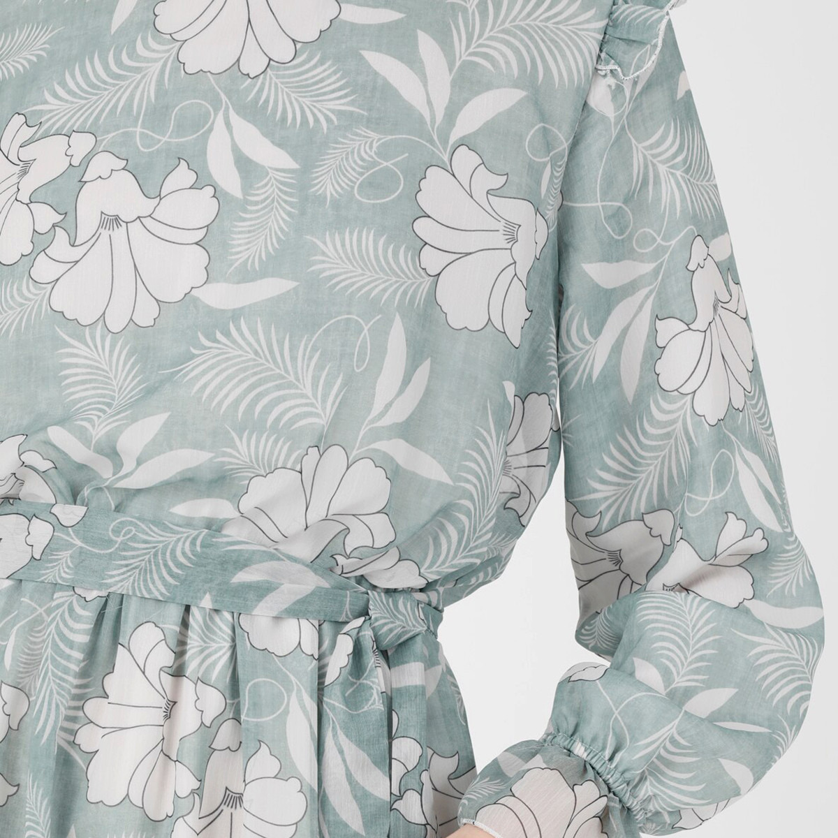 فستان مودانيسا نسائي أخضر برباط زهور وياقة دائرية-women-clothing-dresses-image-4