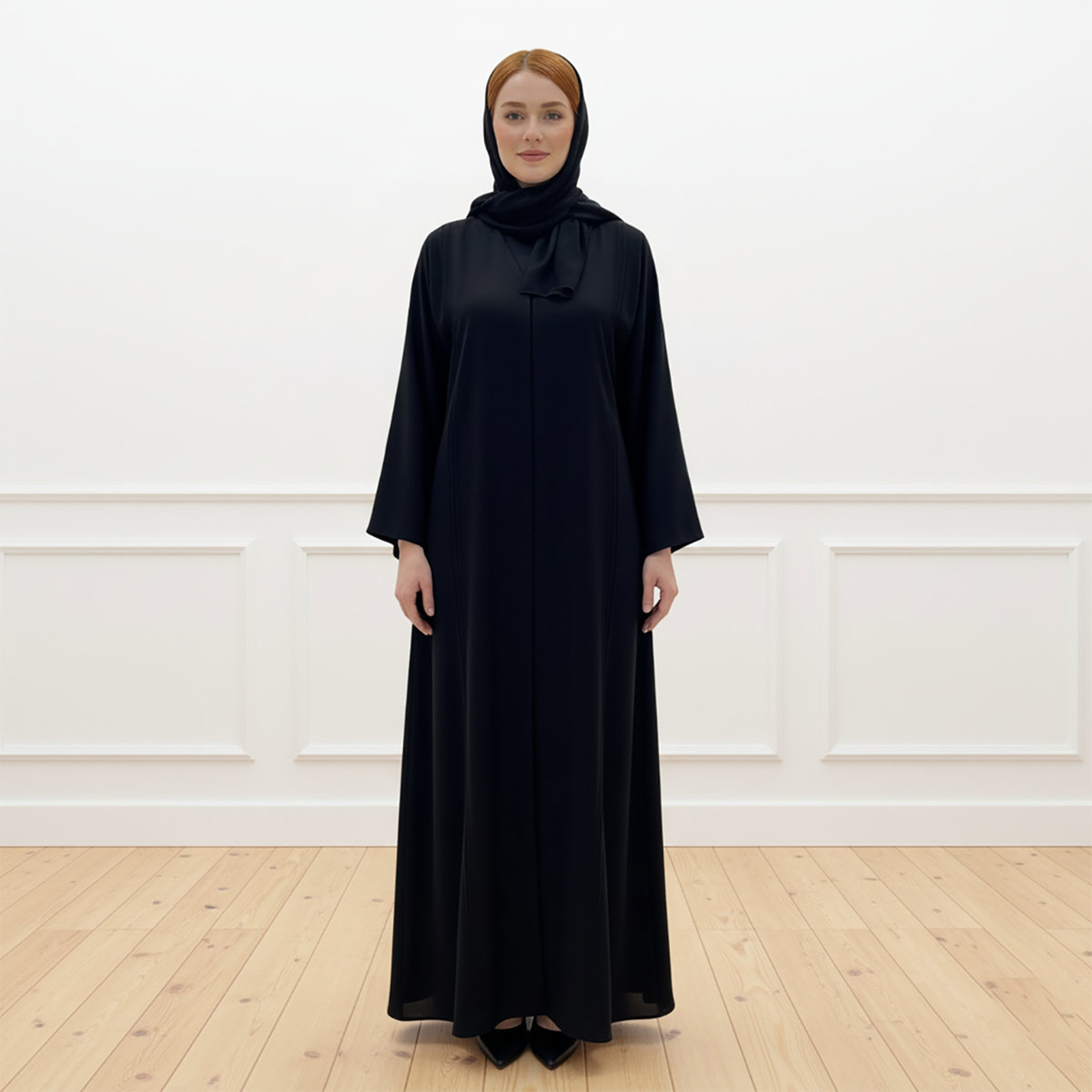 Nukhbaa Black Women's Abaya with Hijab-women-arabicclothing-abayas-image-1
