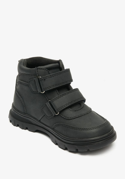 Juniors Solid High Cut Boots with Hook and Loop Closure-Boy%27s Boots-image-1