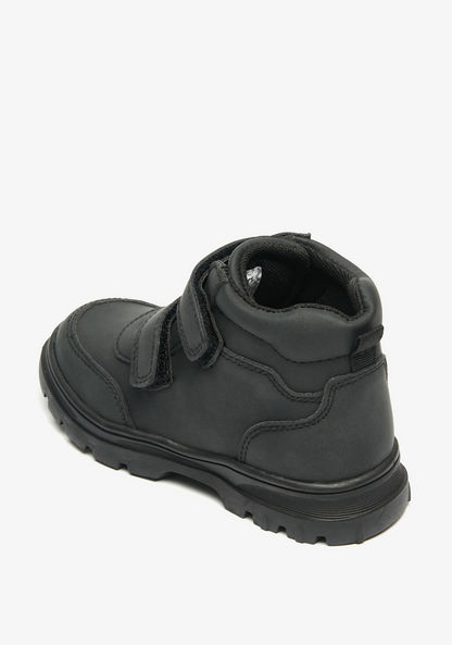 Juniors Solid High Cut Boots with Hook and Loop Closure-Boy%27s Boots-image-2