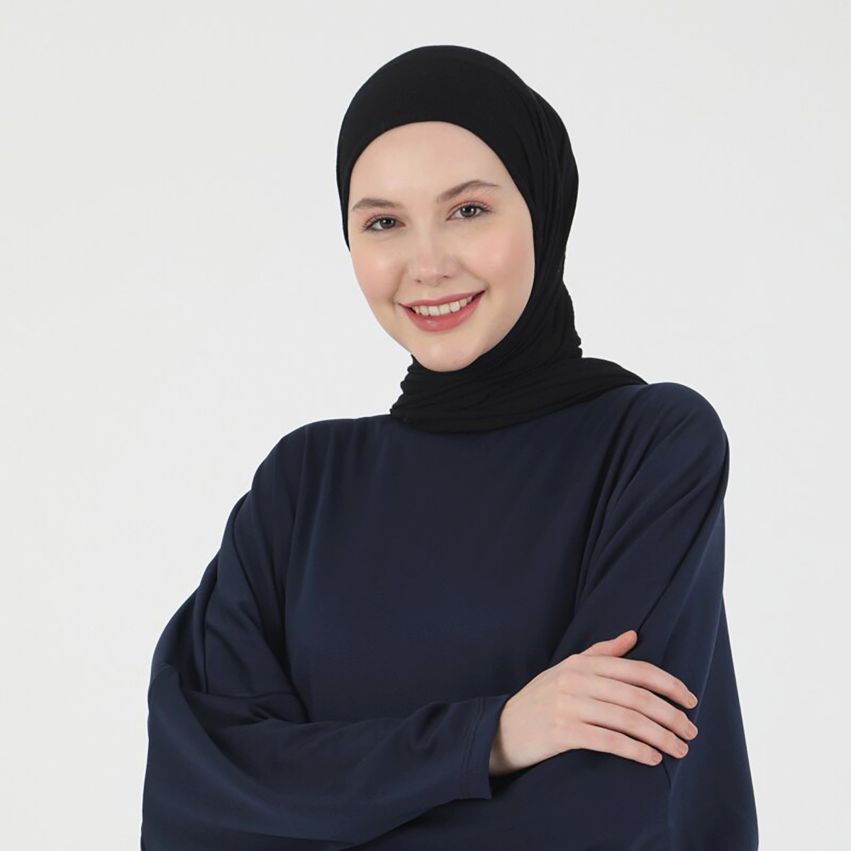 Women Solid Navy Blue Long Sleeves Abaya ZENANE By Modanisa-women-arabicclothing-abayas-image-4