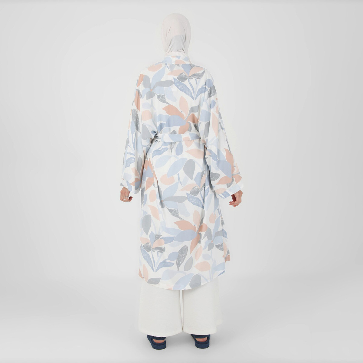 Modanisa Women Multicolour Printed V-Neck Tie Belt Abaya-women-arabicclothing-abayas-image-5