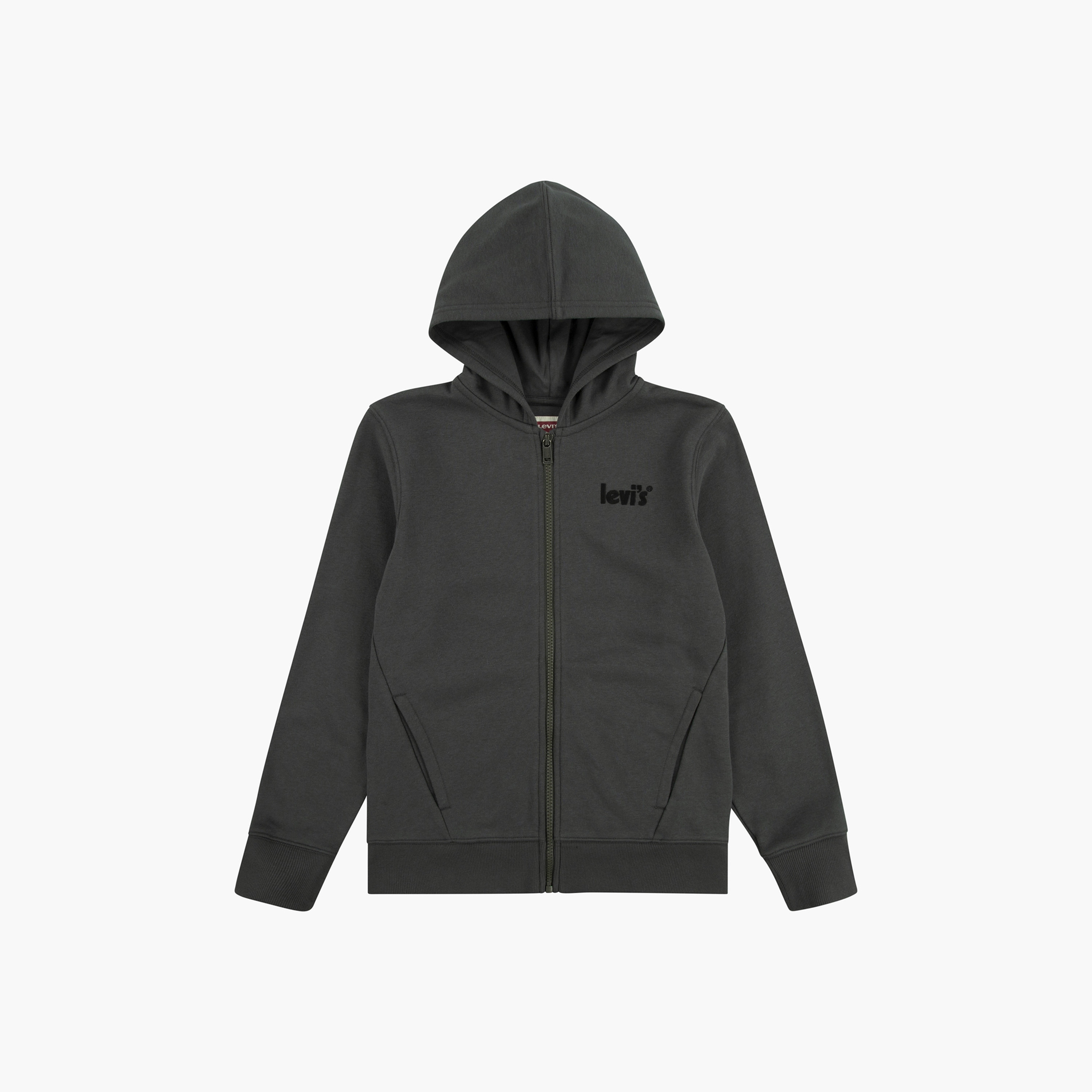 Levi's Solid Zip Through Hoodie with Long Sleeves-boys-clothing-winterwear-sweatshirts-image-4