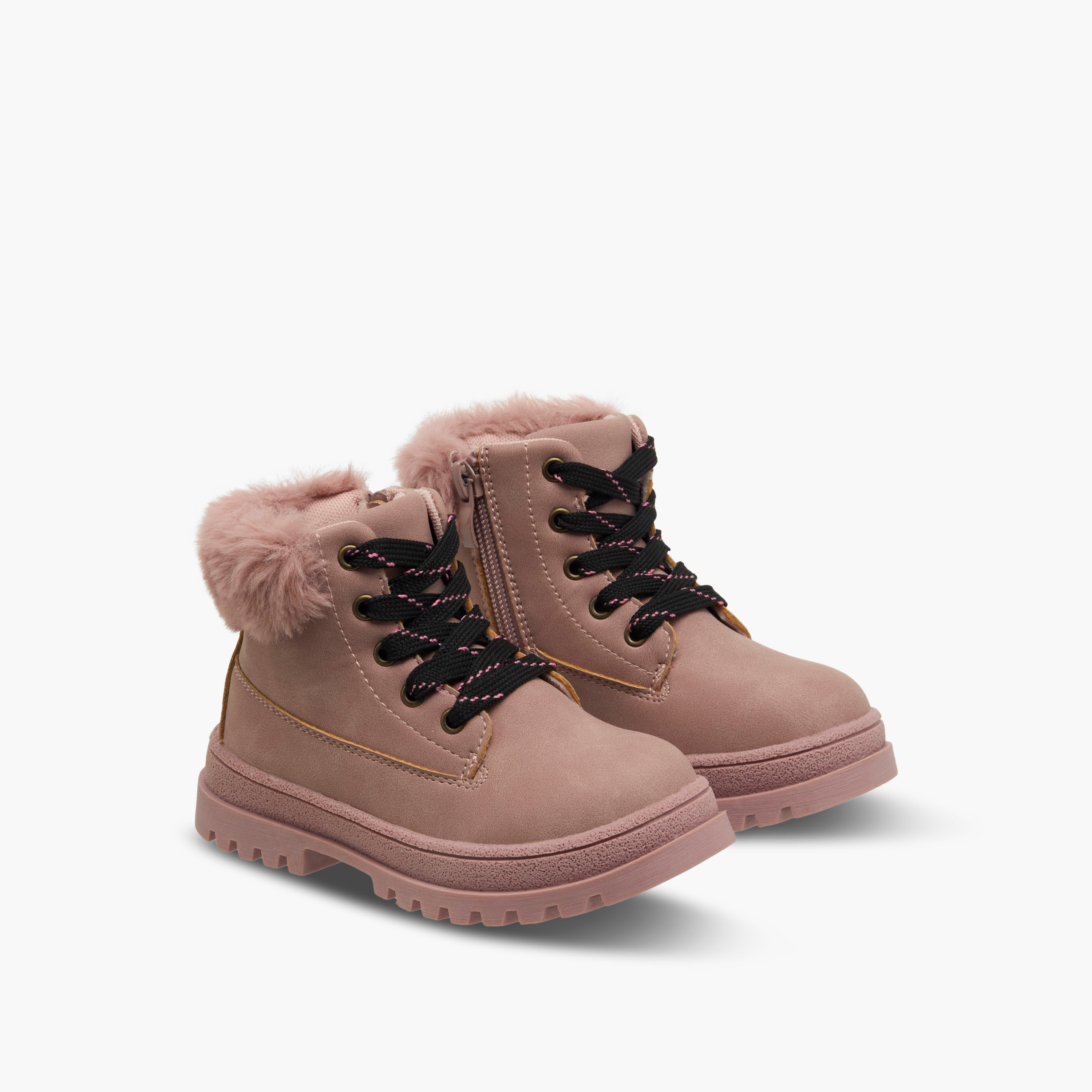 Flora Bella Girls Faux Fur Detail High Cut Boots-girls-shoes-boots-image-1