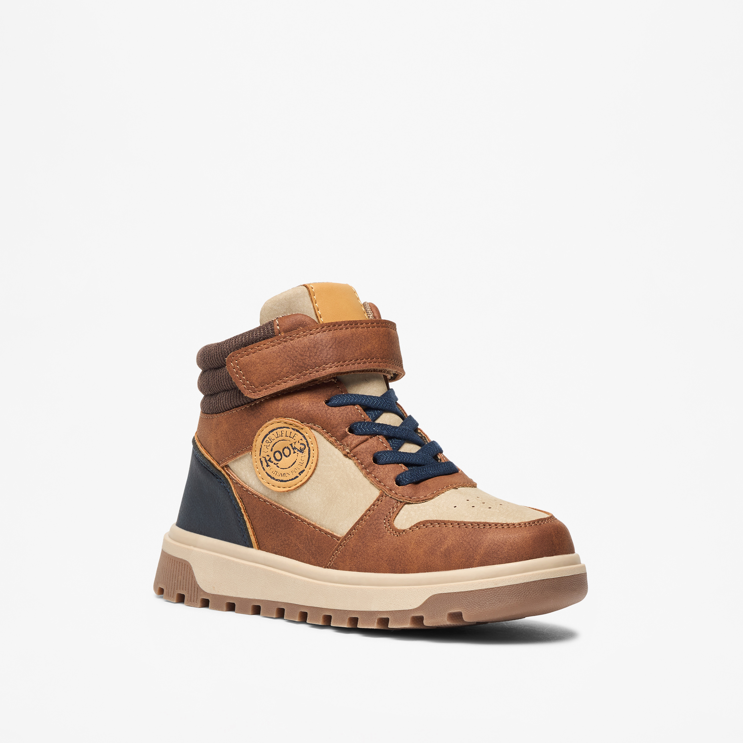 LBL by Shoexpress Panelled High Cut Boots with Hook and Loop Closure-boys-shoes-boots-image-1