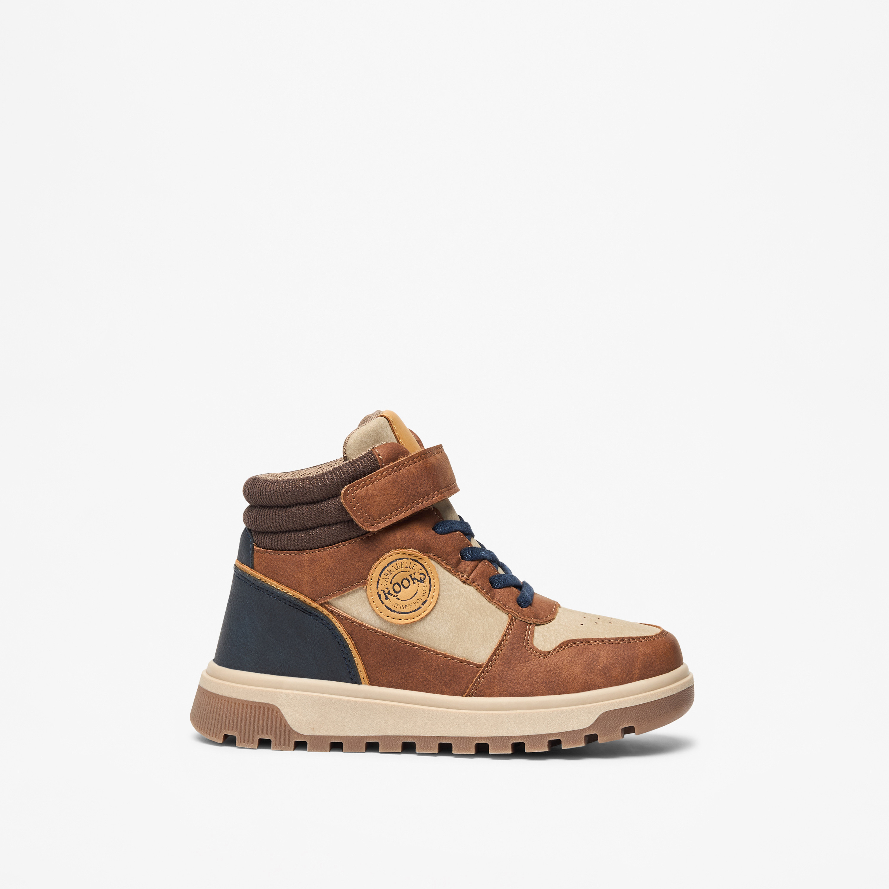 LBL by Shoexpress Panelled High Cut Boots with Hook and Loop Closure-boys-shoes-boots-image-3