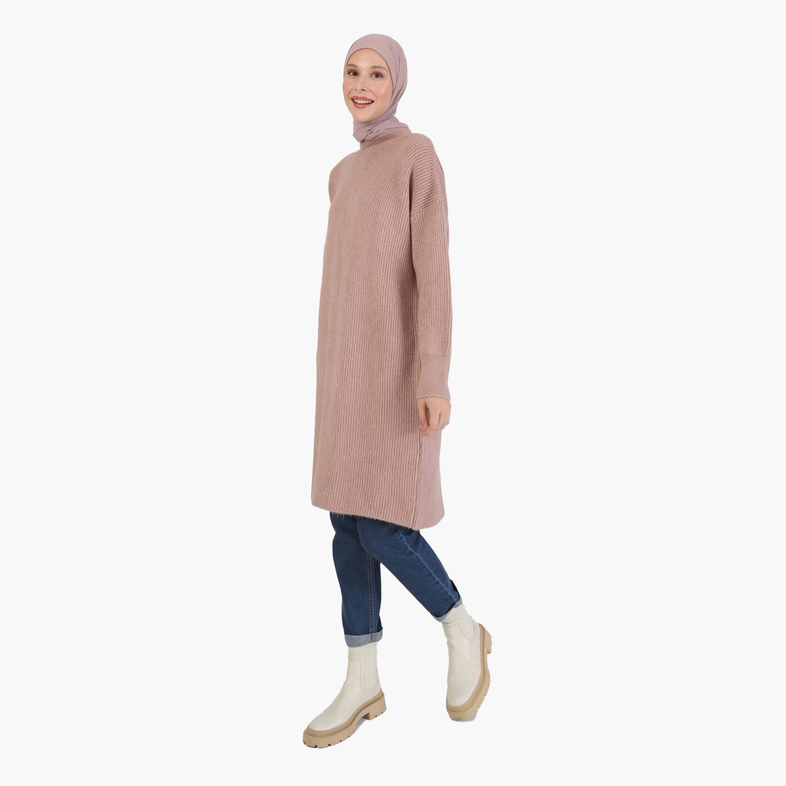 Modanisa Ribbed Crew Neck Knit Tunic-women-clothing-shirtsandblouses-blouses-image-2