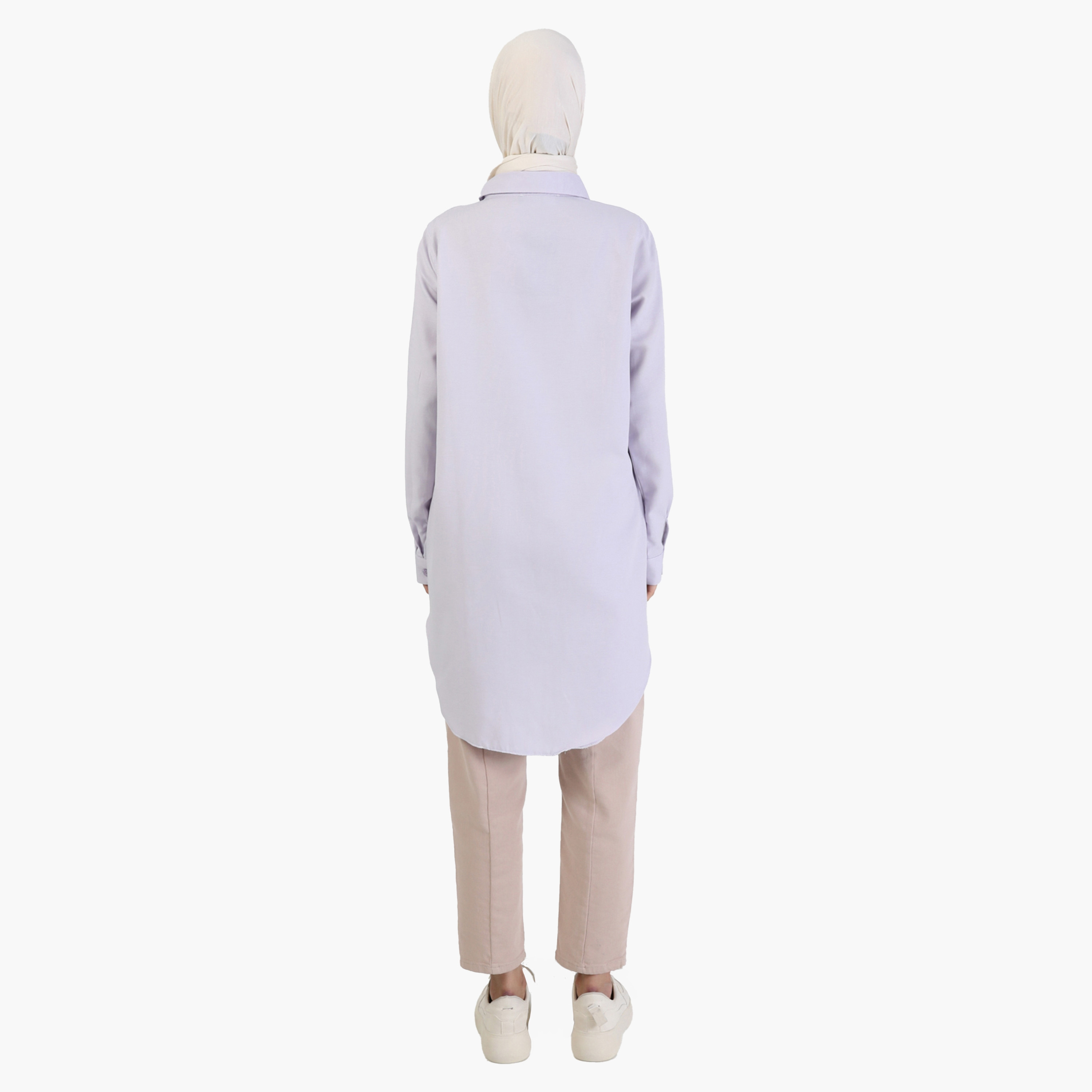 Modanisa Plain Collared Neck Long Sleeves Tunic with Button Closure-women-clothing-shirtsandblouses-blouses-image-5
