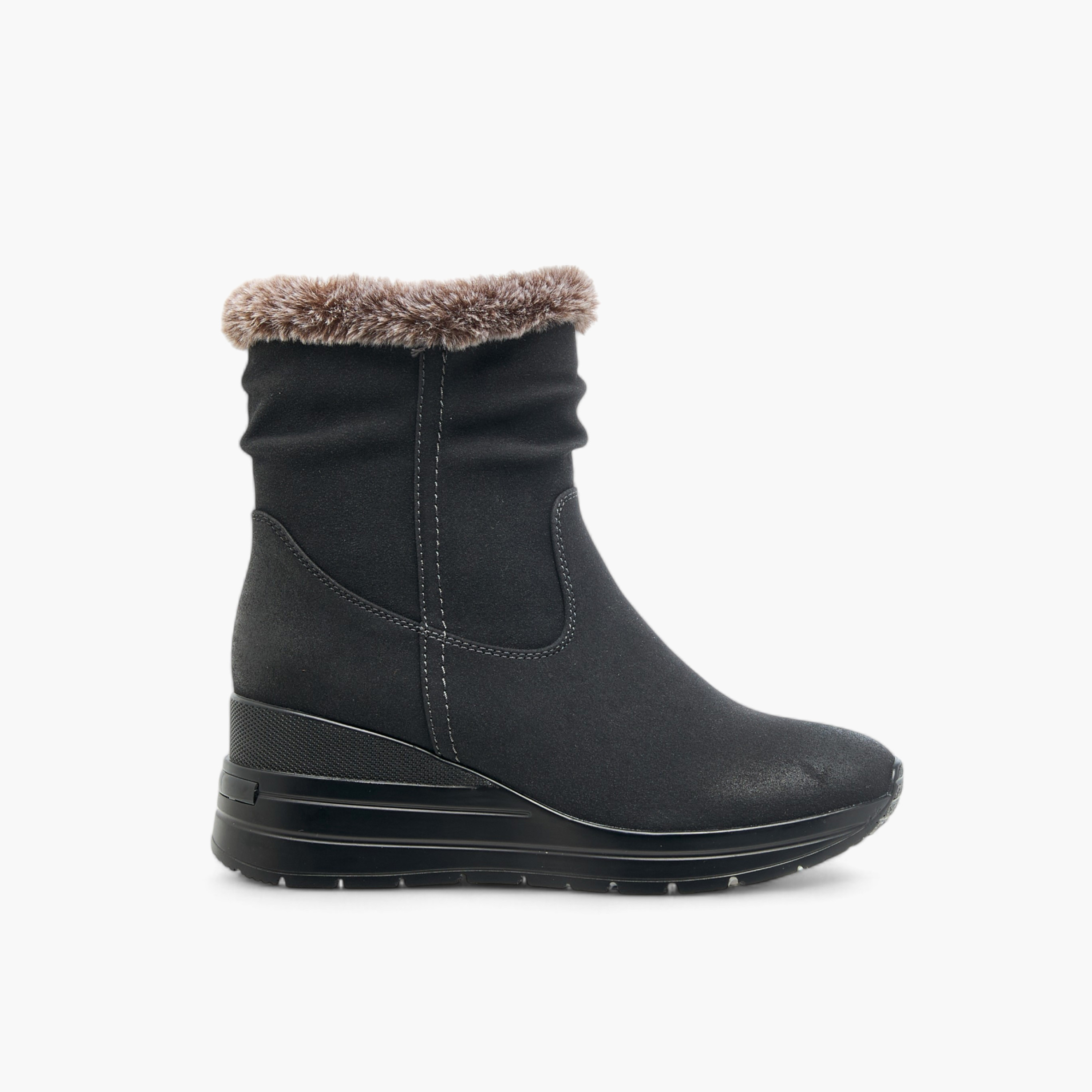 Celeste Women's Plush Detail Ankle Boots with Zip Closure and Wedge Heels-women-shoes-boots-image-8