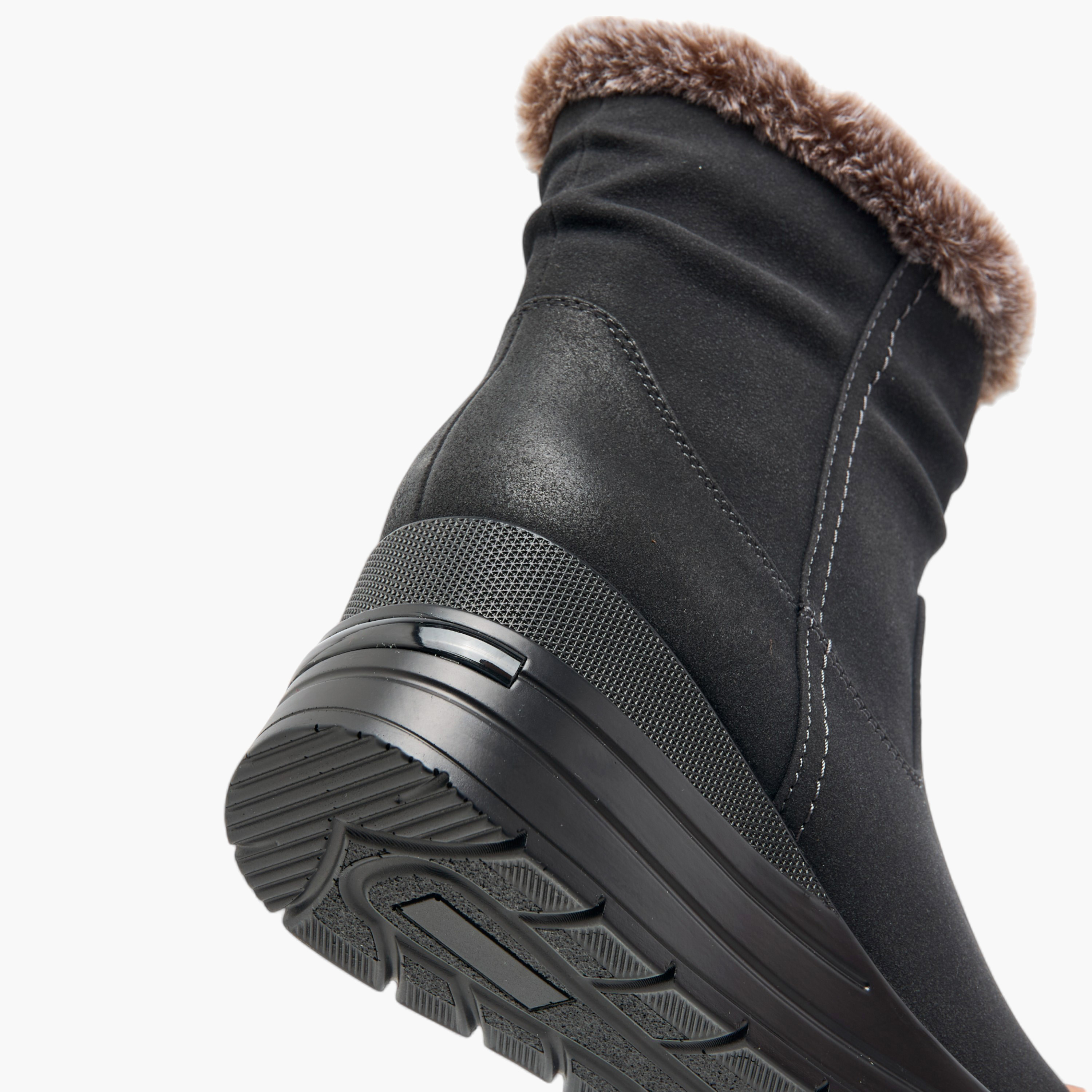 Celeste Women's Plush Detail Ankle Boots with Zip Closure and Wedge Heels-women-shoes-boots-image-10
