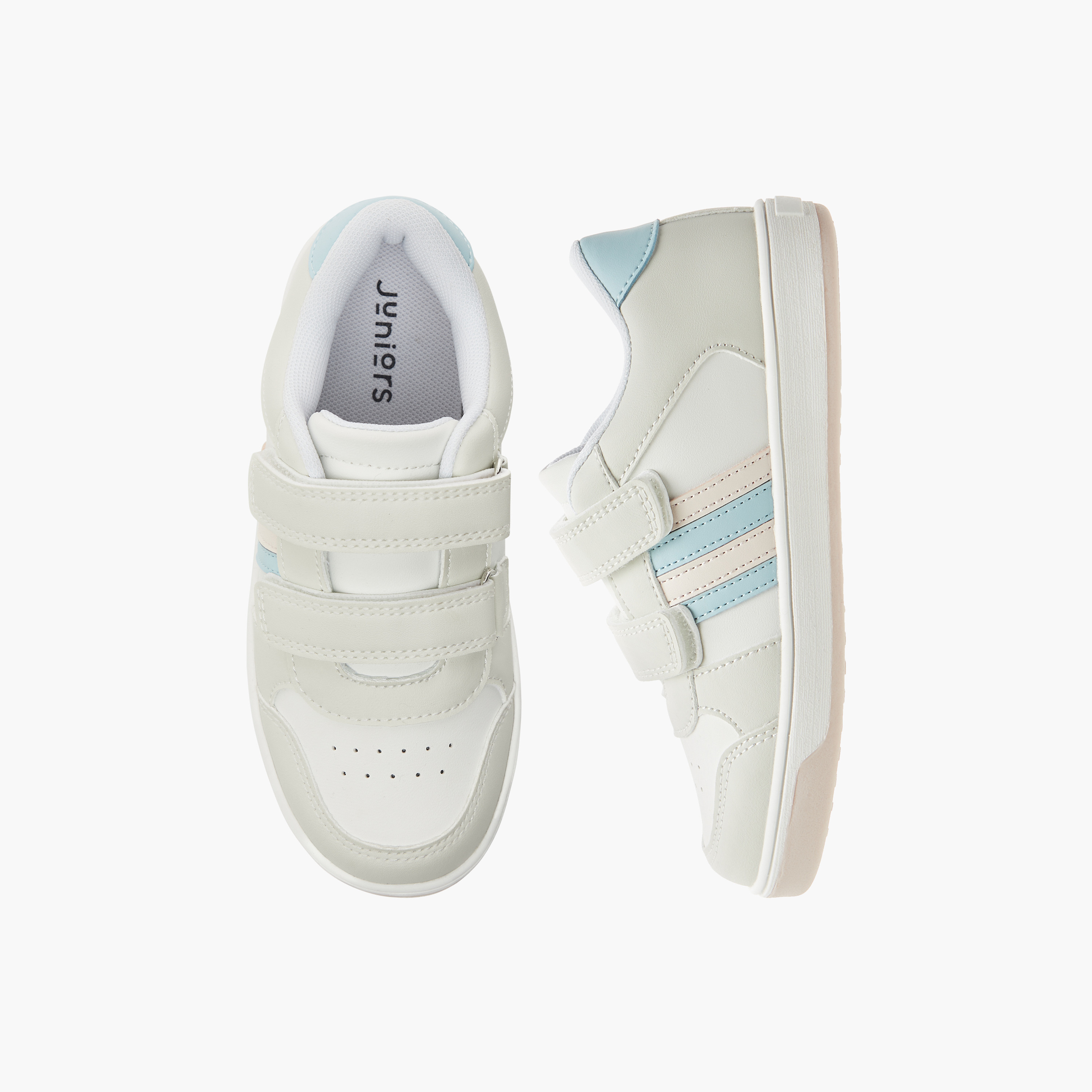 Juniors Panelled Sneakers with Hook and Loop Closure-girls-shoes-sneakers-image-1