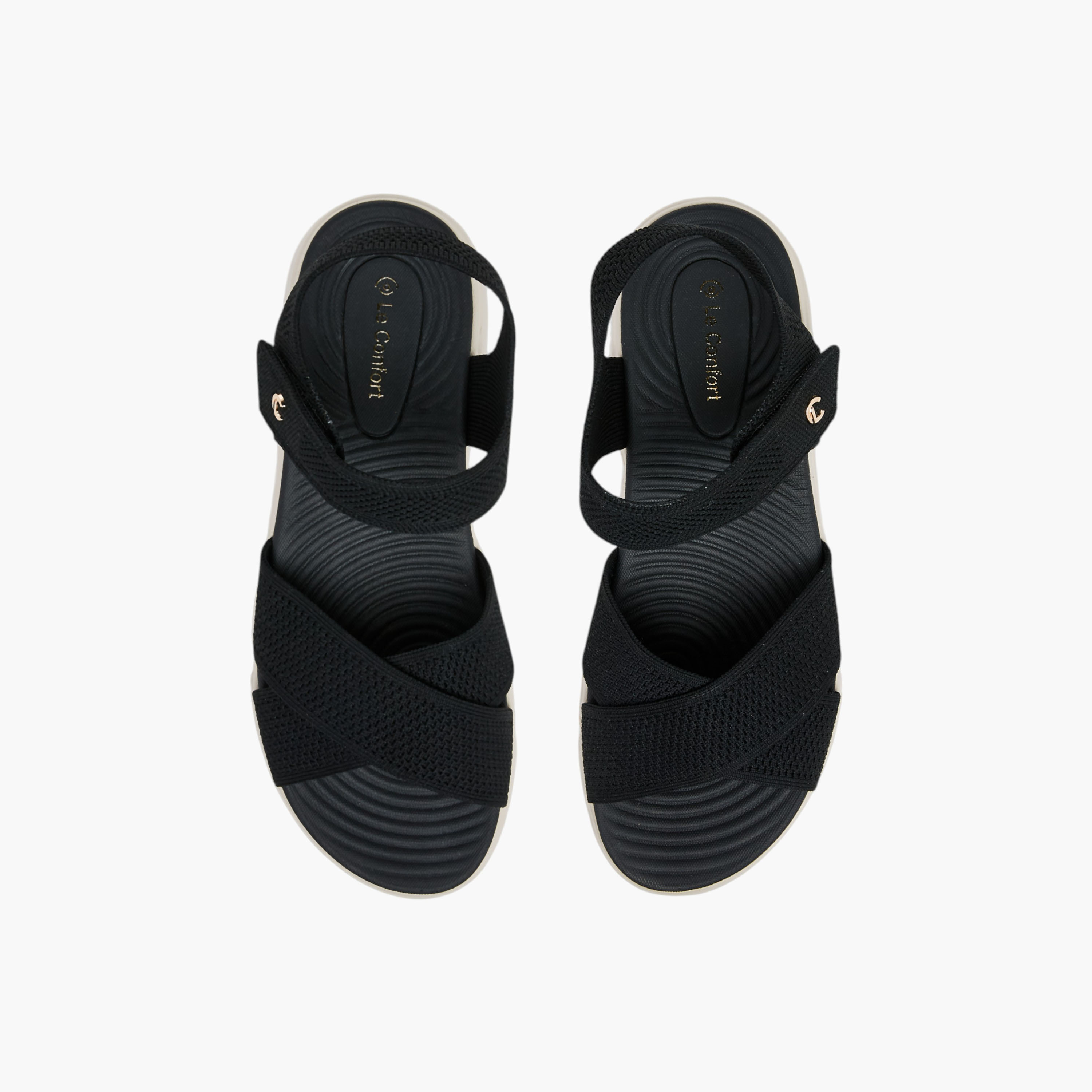 Le Confort Flyknit Cross Strap Comfort Sandals with Hook and Loop Closure-women-shoes-sandals-heeled-image-1