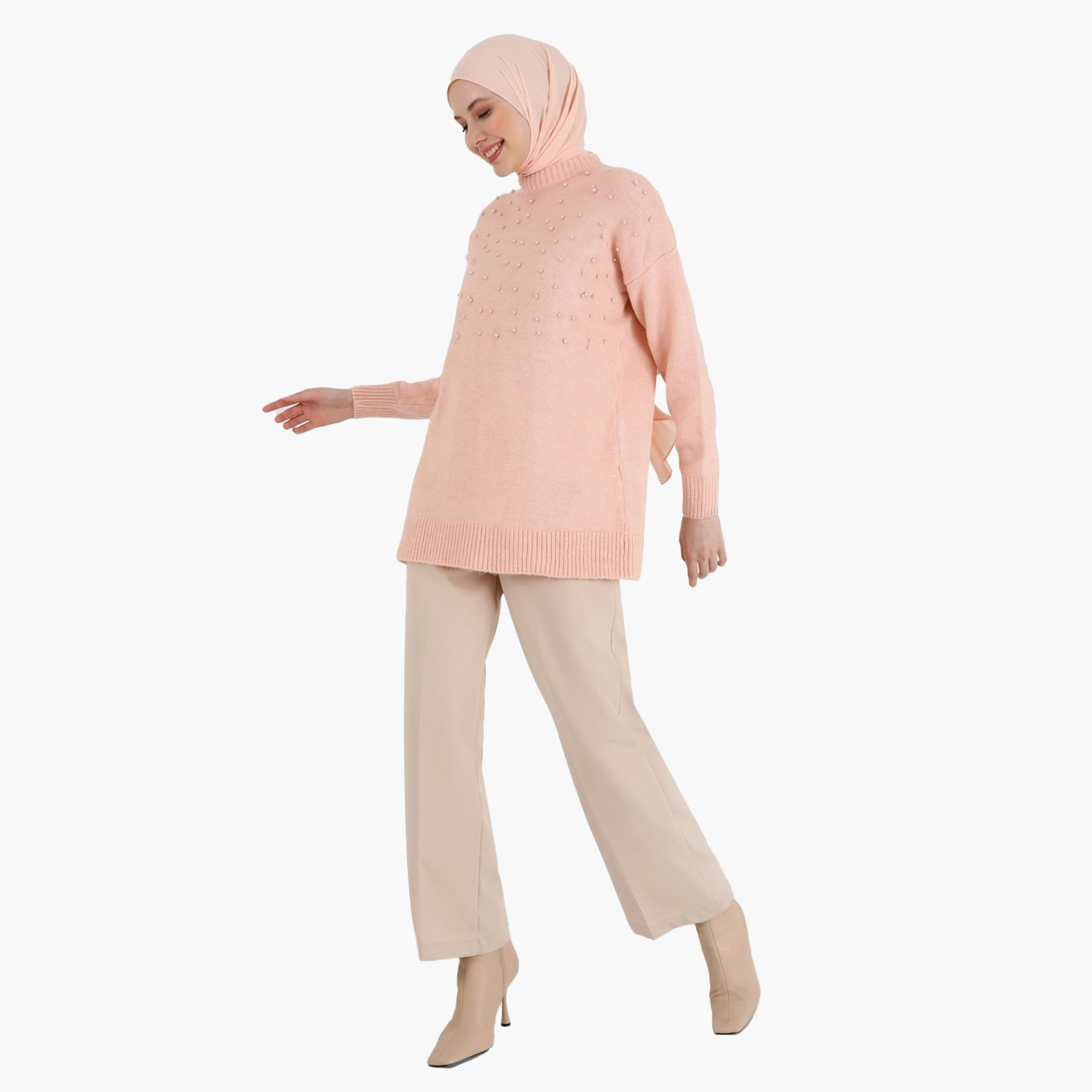 Modanisa High Neck Knit Tunic with Pear Detail-women-clothing-shirtsandblouses-blouses-image-2