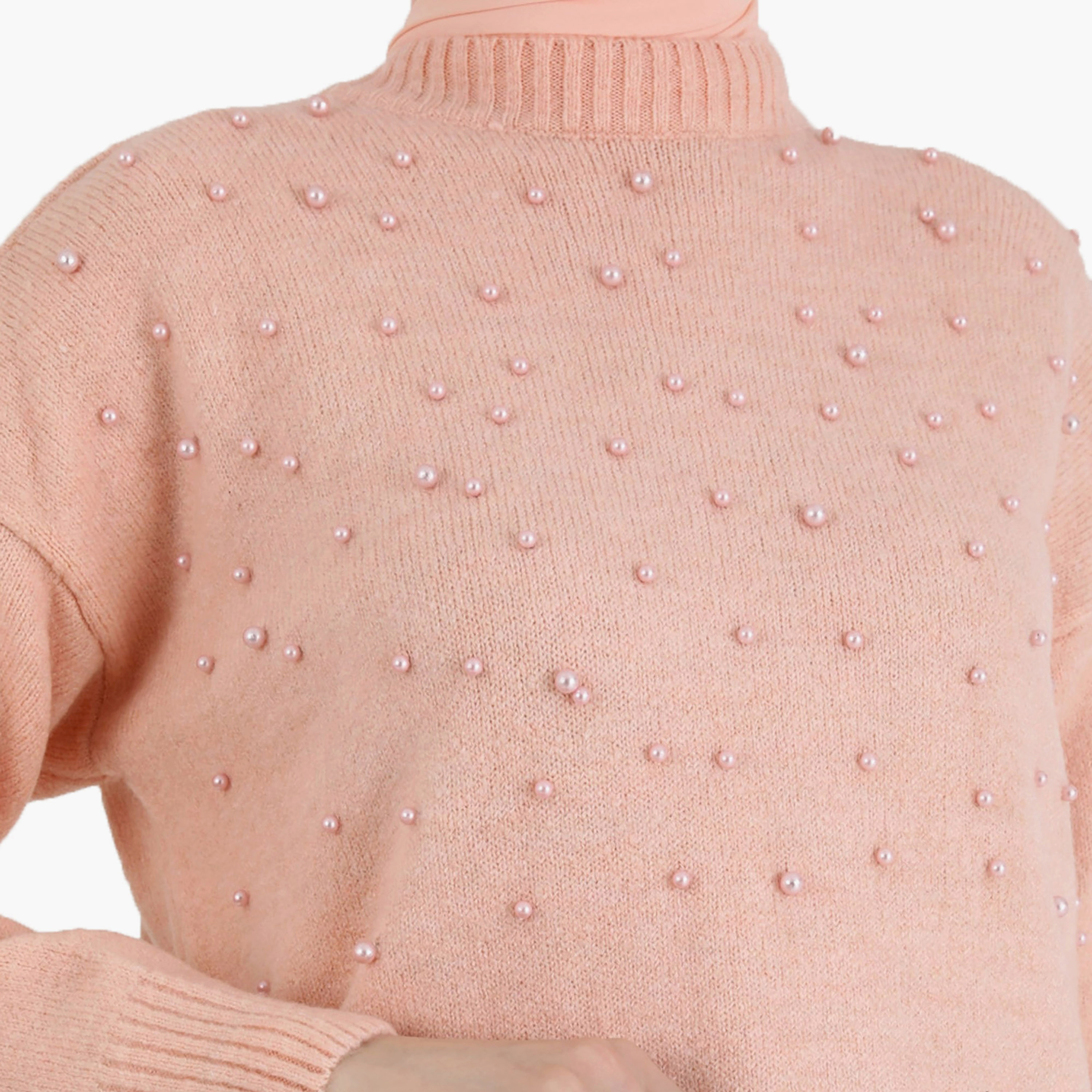 تونيك منسوج بياقة عالية وتفاصيل كمثرى من مودانيسا-women-clothing-shirtsandblouses-blouses-image-4