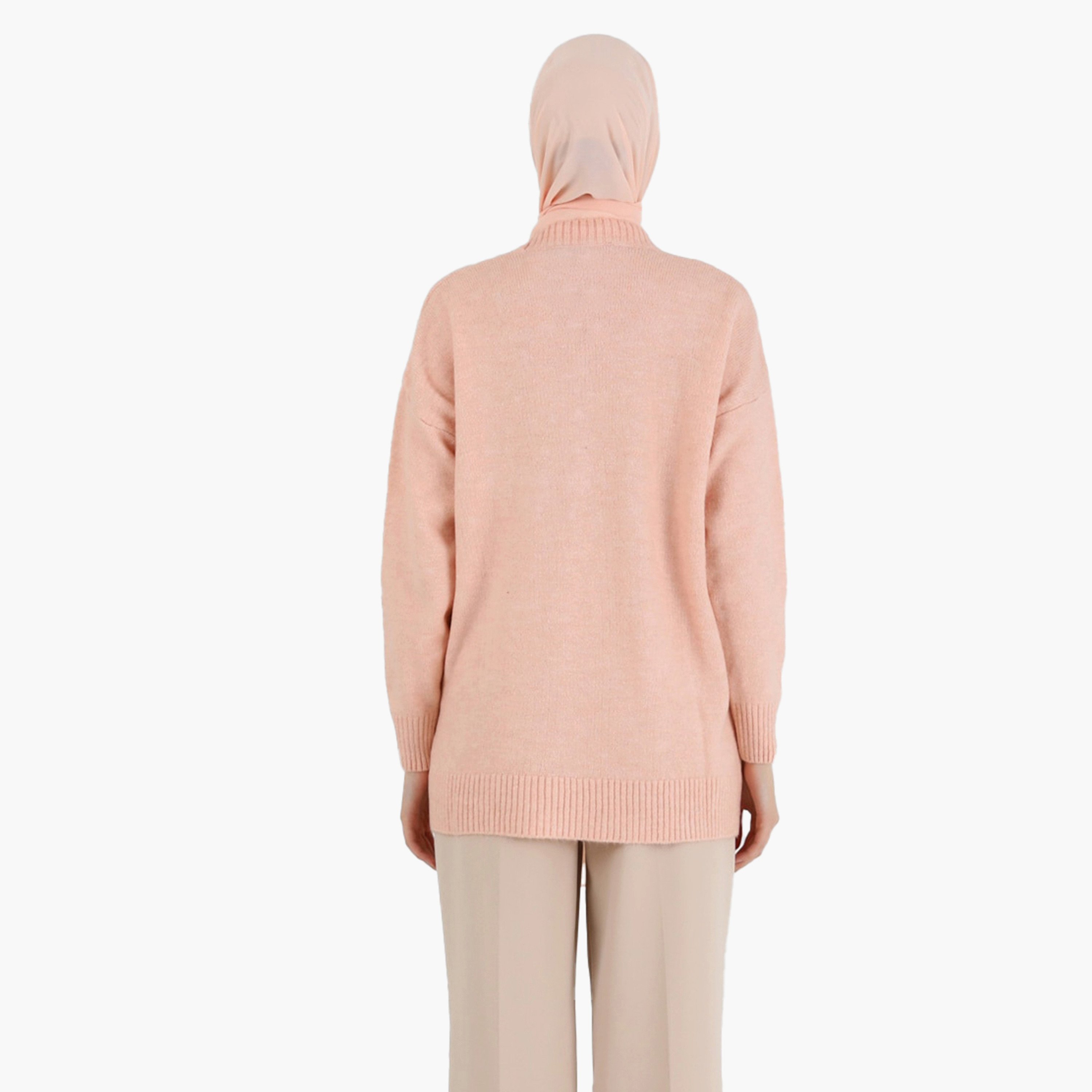 تونيك منسوج بياقة عالية وتفاصيل كمثرى من مودانيسا-women-clothing-shirtsandblouses-blouses-image-5