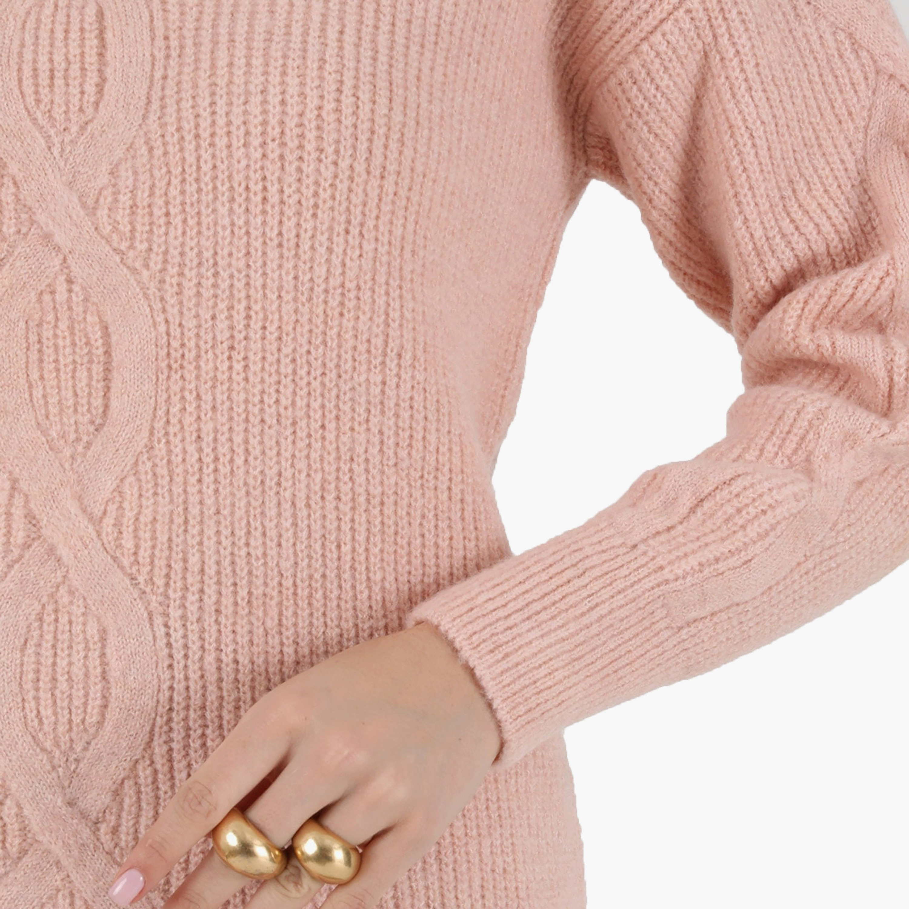 تونيك منسوج مضلع بياقة سلحفاة من مودانيسا-women-clothing-shirtsandblouses-blouses-image-4