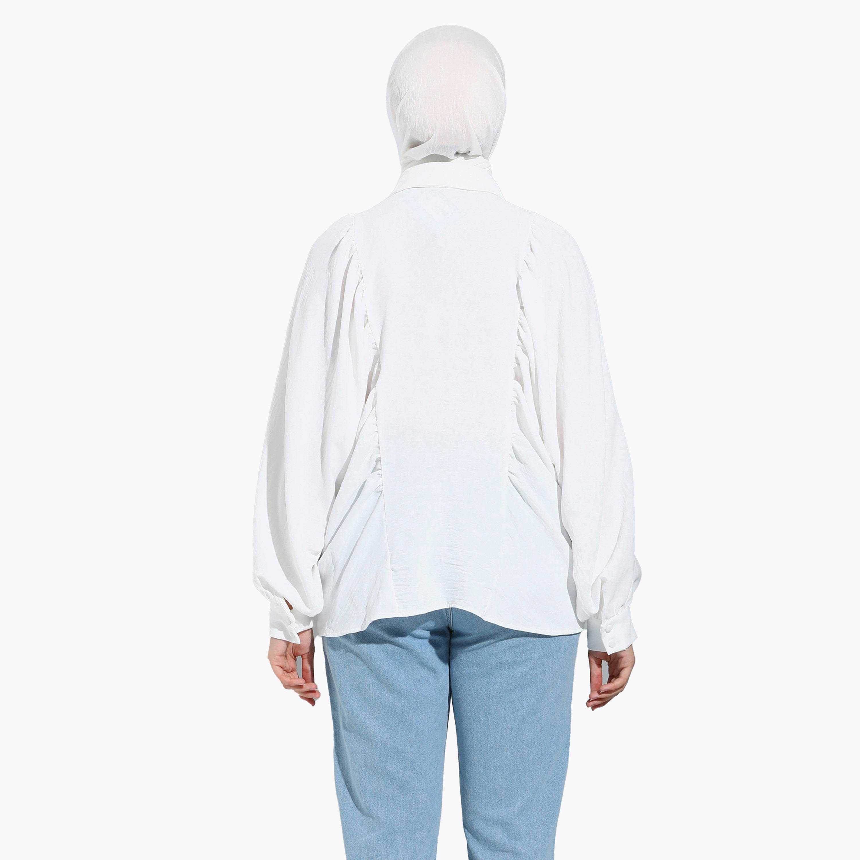 Modanisa Plain Collared Neck Long Sleeves Shirt with Button Closure-women-clothing-shirtsandblouses-blouses-image-5
