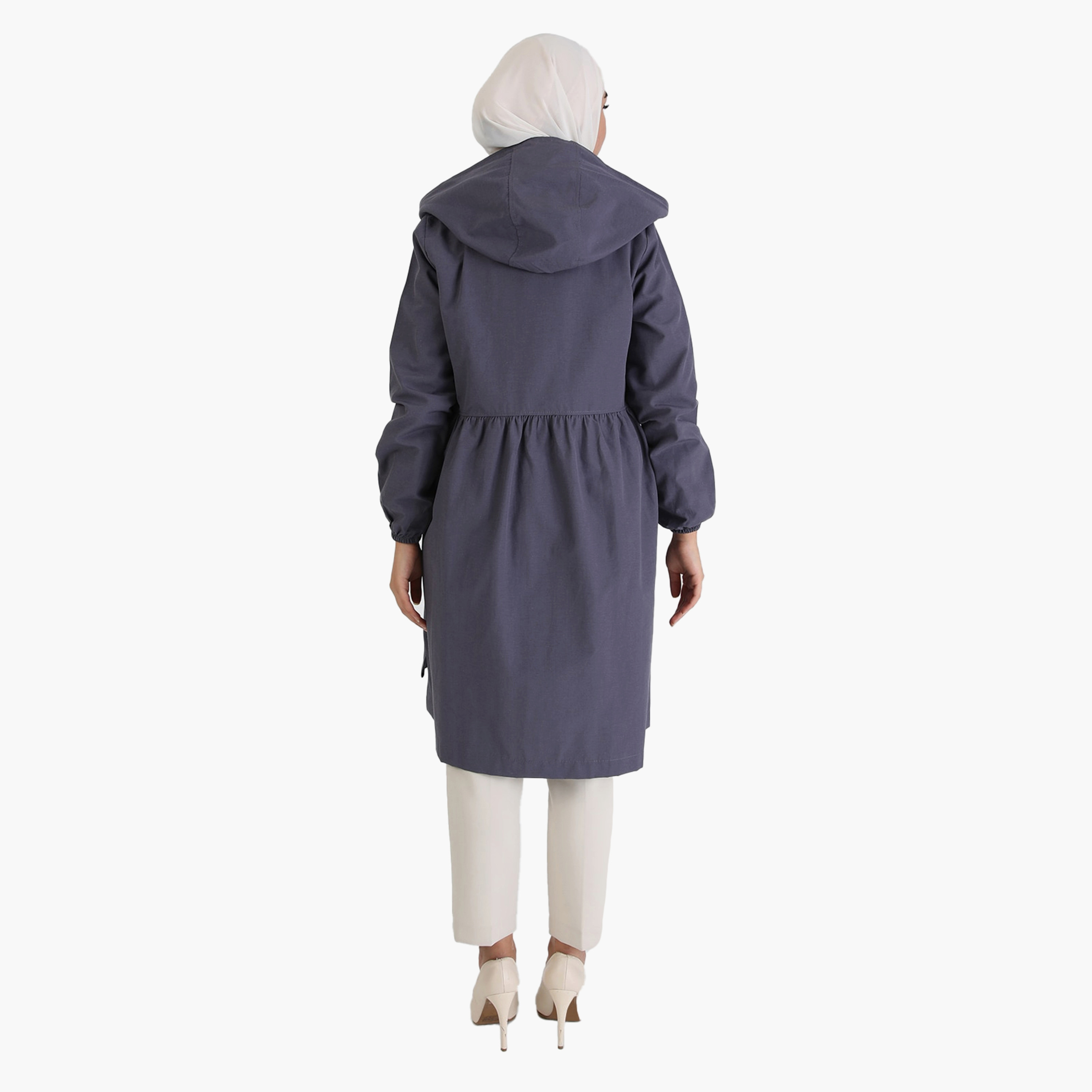 سترة سادة بغطاء رأس وسحاب مع جيب كنغر منفصل من مودانيسا-women-clothing-coatsandjackets-jackets-image-5
