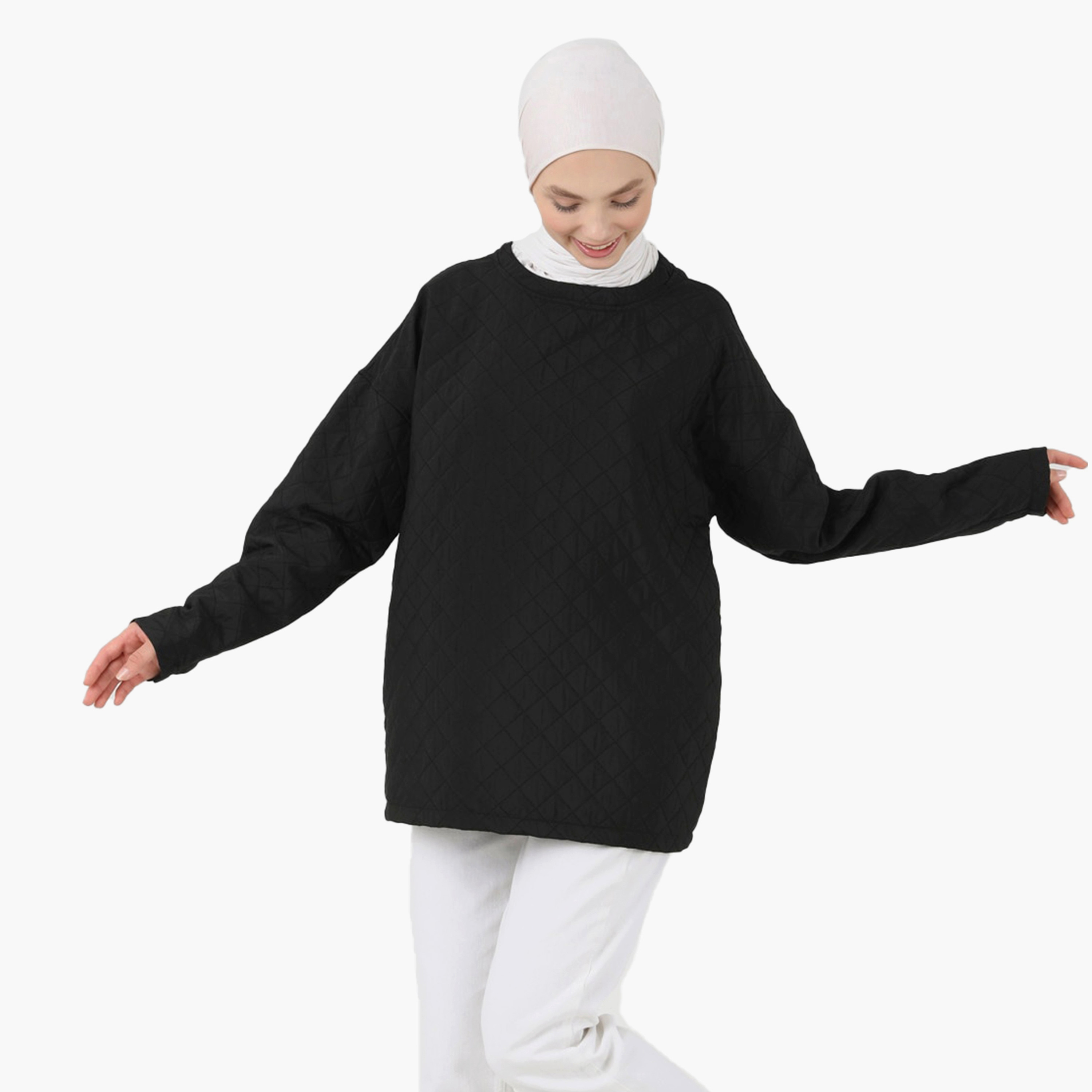 Modanisa Quilted Round Neck Long Sleeves Tunic-PROMO_CP_OM_B1G1_20241001-image-1