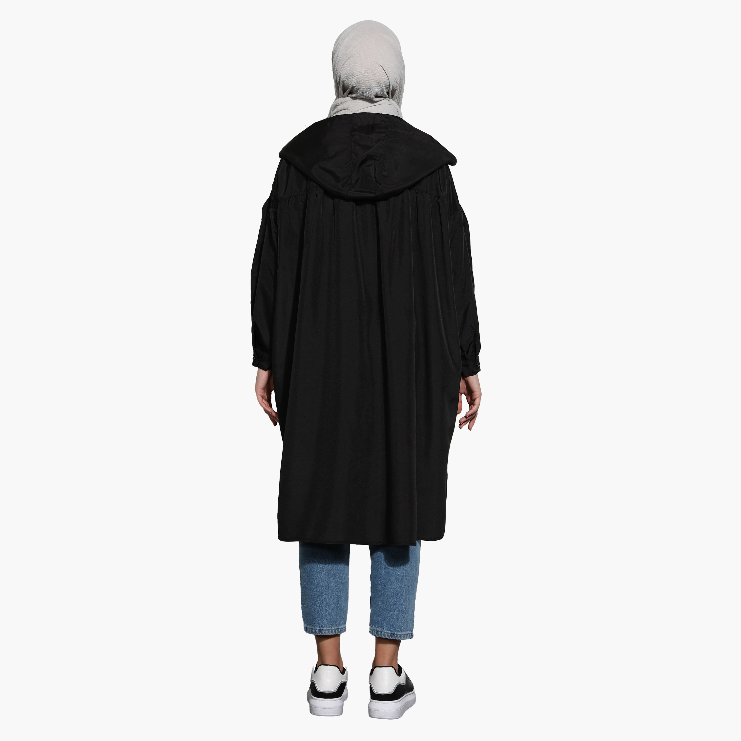 معطف علوي سادة بغطاء للرأس وإغلاق بزر من مودانيسا-women-winterwear-coatsandjackets-coats-image-5