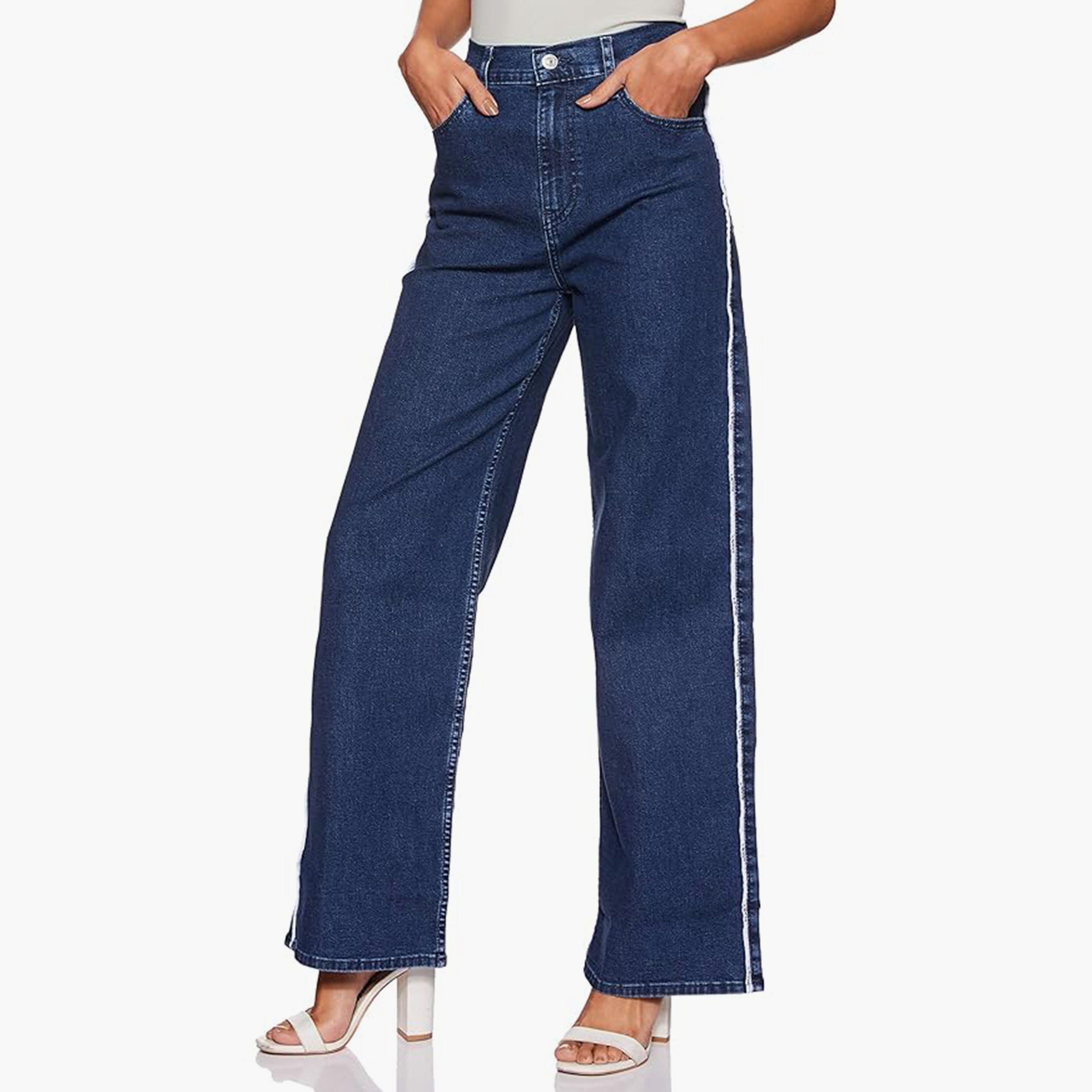 Levi's Wide Leg Fit Blue Plain Women's Jeans-women-clothing-bottoms-jeans-image-1