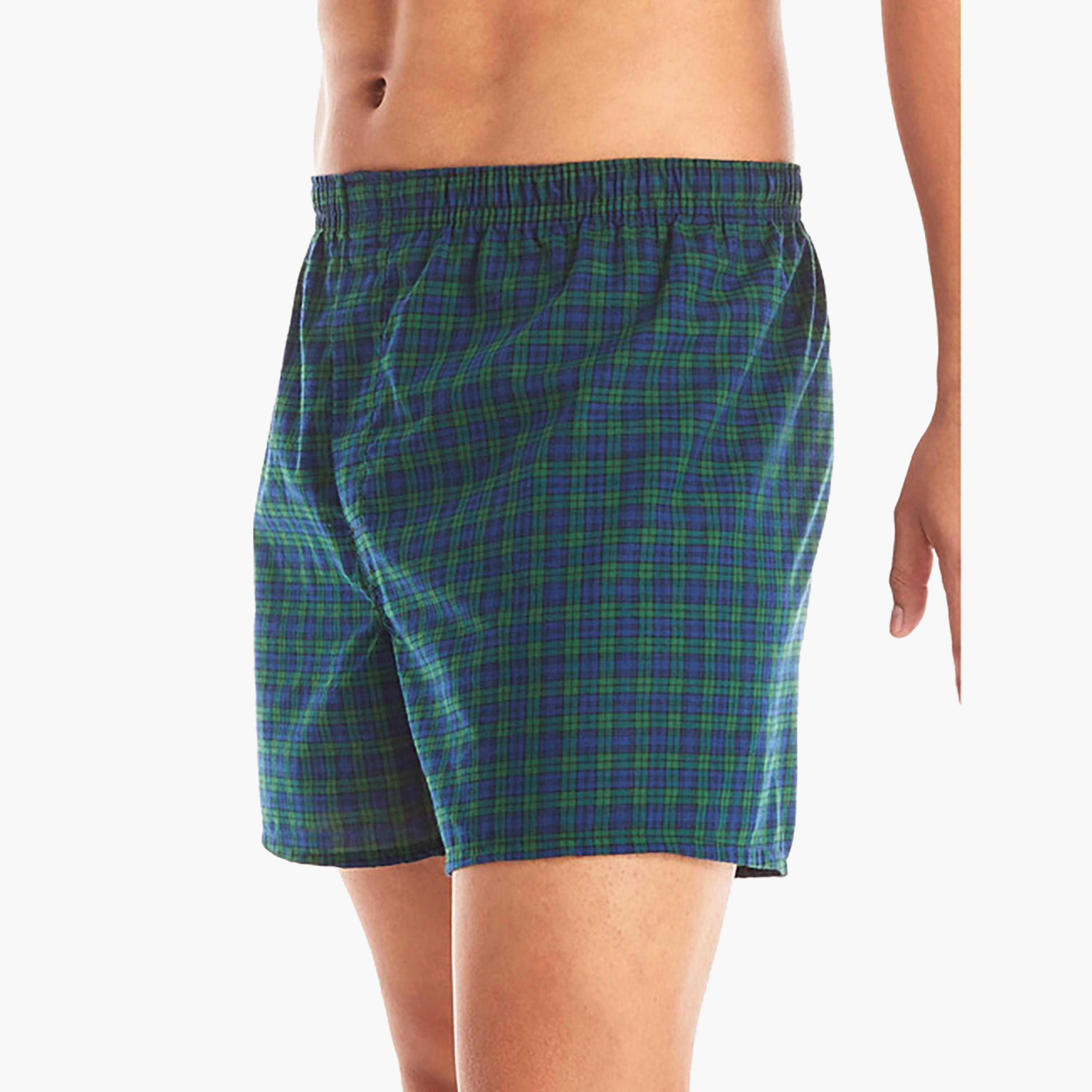 مجموعة متنوعة من 3 سراويل بوكسر رجالية منقوشة بنقشة مربعات من هانز-men-clothing-innerwear-underwear-image-3