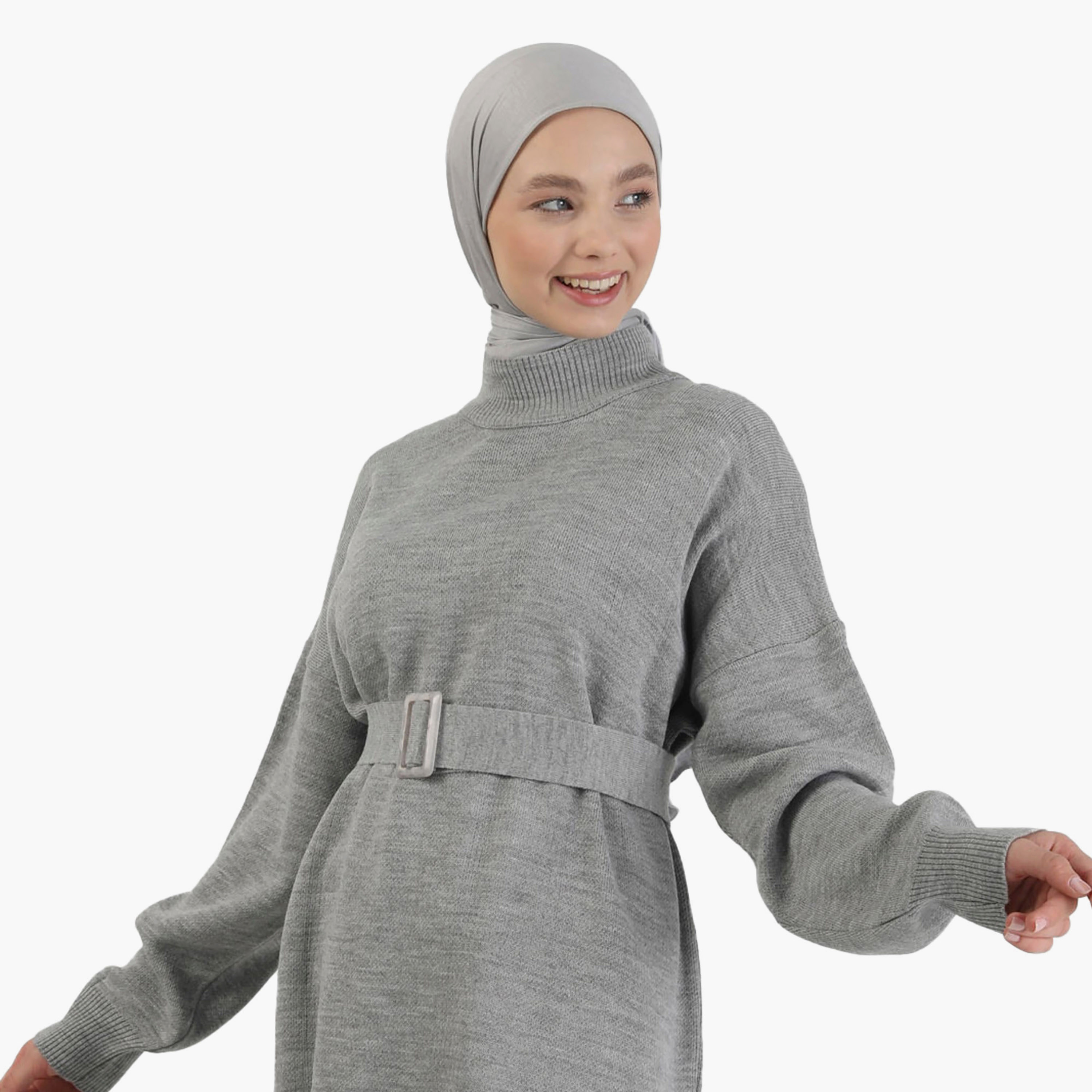 Modanisa High Neck Belted Knit Tunic-women-clothing-shirtsandblouses-blouses-image-3