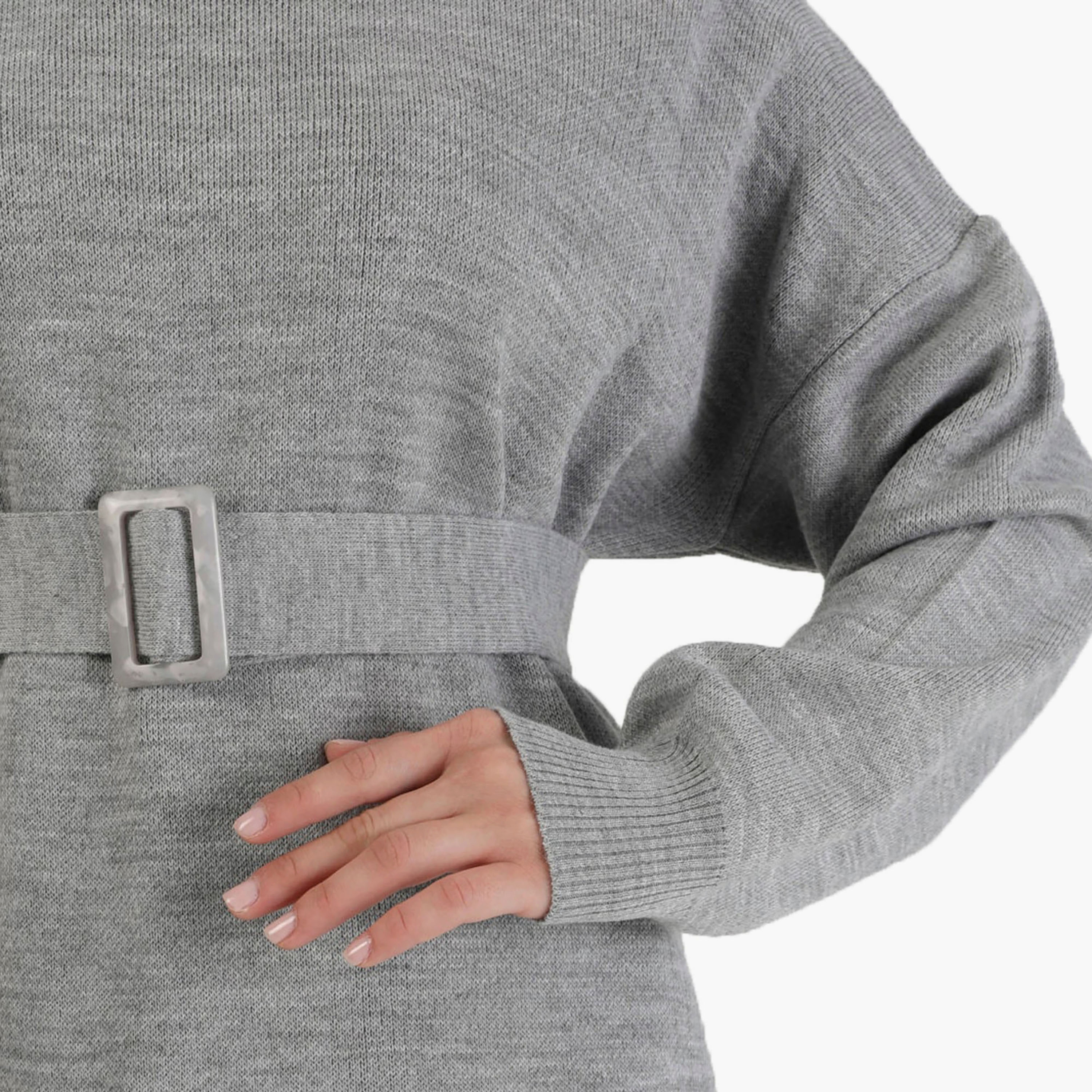 Modanisa High Neck Belted Knit Tunic-women-clothing-shirtsandblouses-blouses-image-4