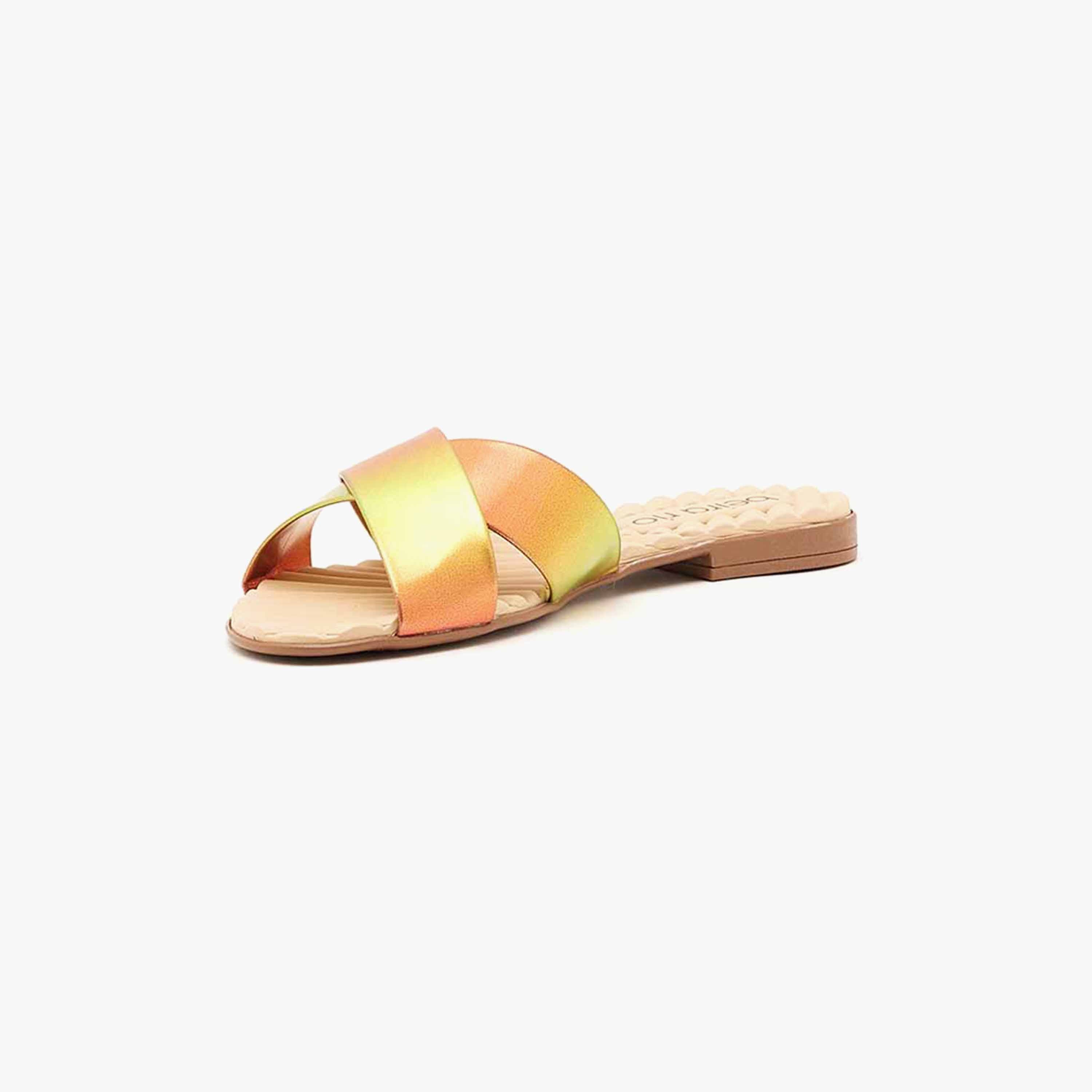 Beira Rio by Geoomnii  Women's Metallic Flat Slide Sandals | 8350-203-24876       -women-shoes-sandals-flats-image-6