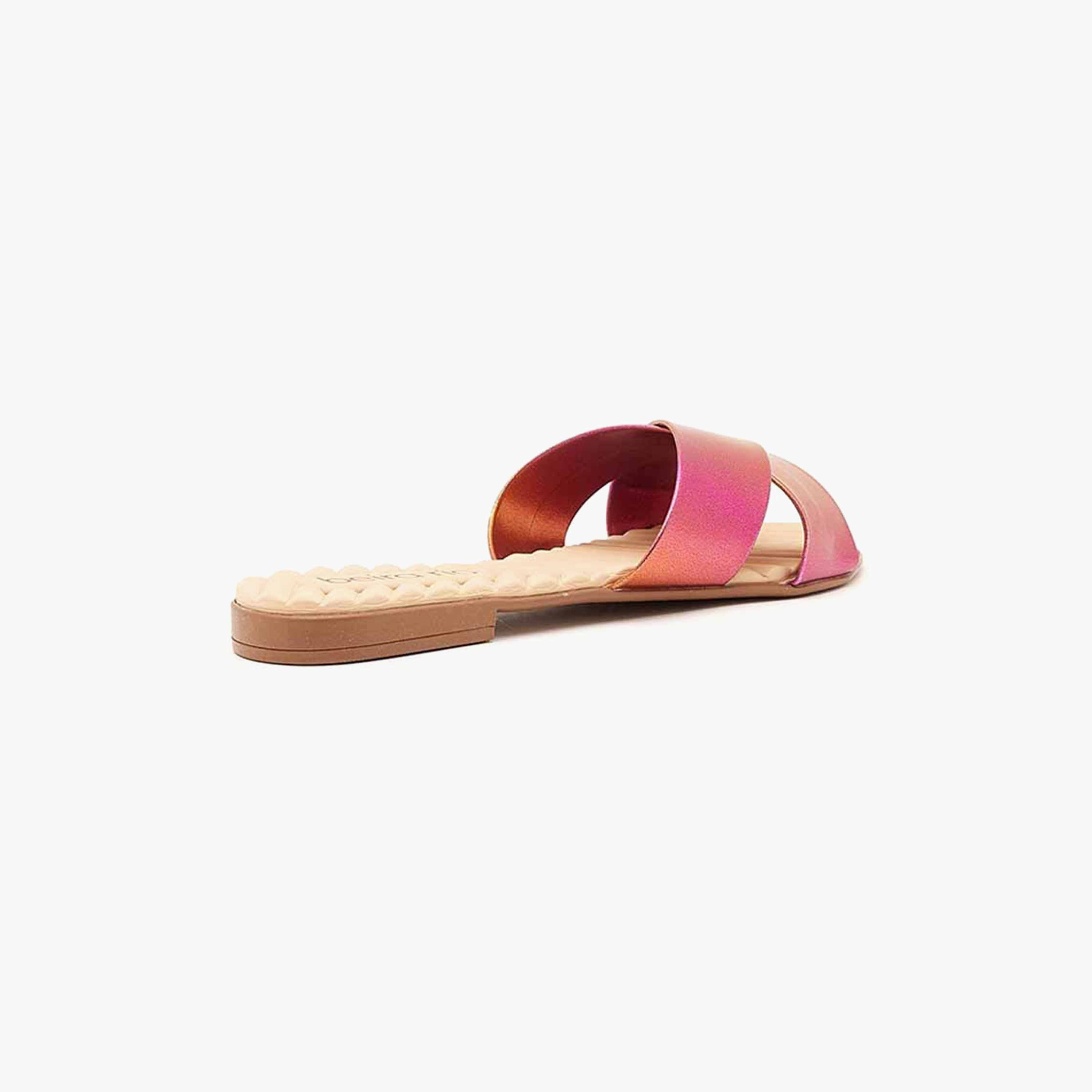 Beira Rio by Geoomnii  Women's Metallic Flat Slide Sandals | 8350-203-24876       -women-shoes-sandals-flats-image-2