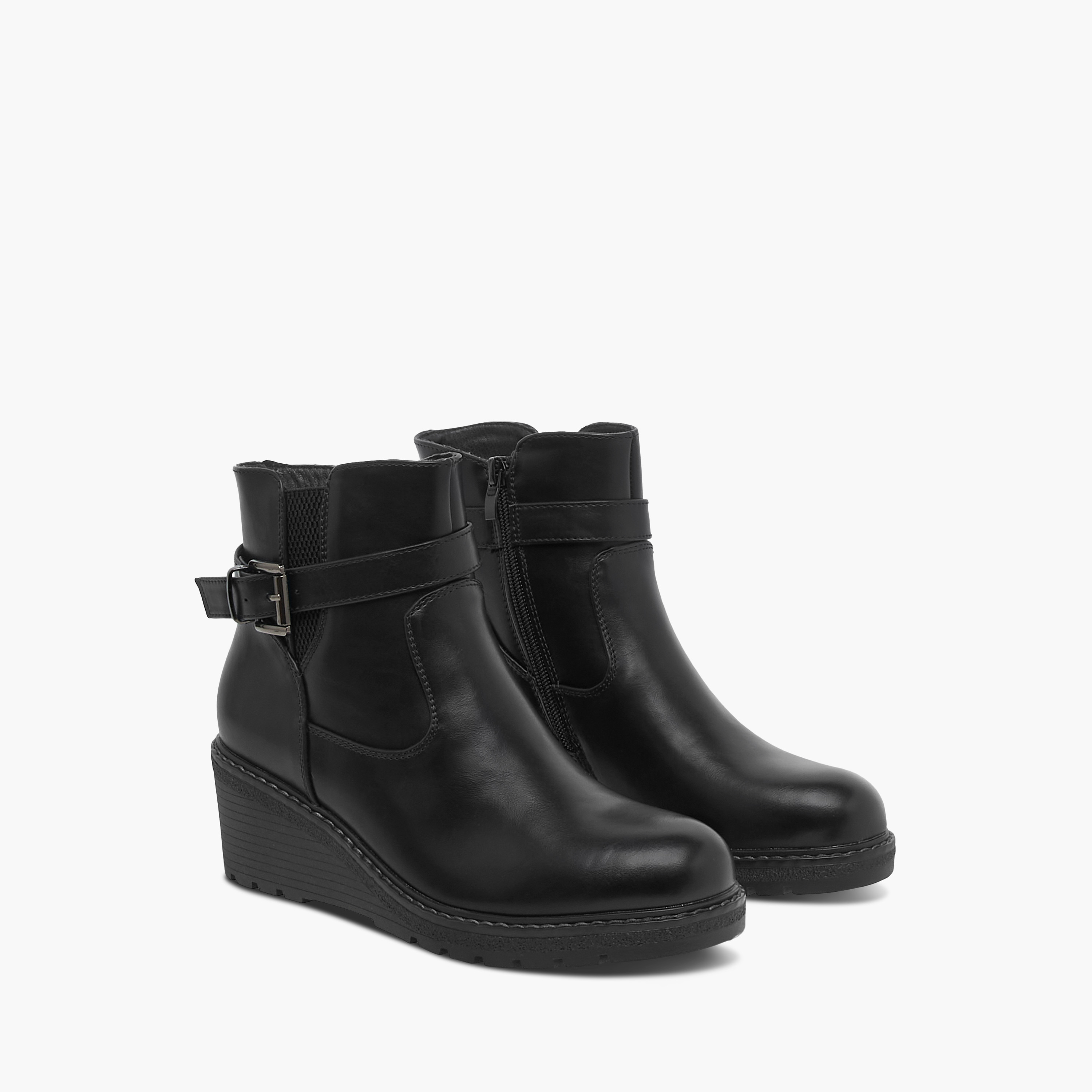Celeste Women's Ankle Boots with Buckle Closure and Wedge Heel-women-shoes-boots-image-1