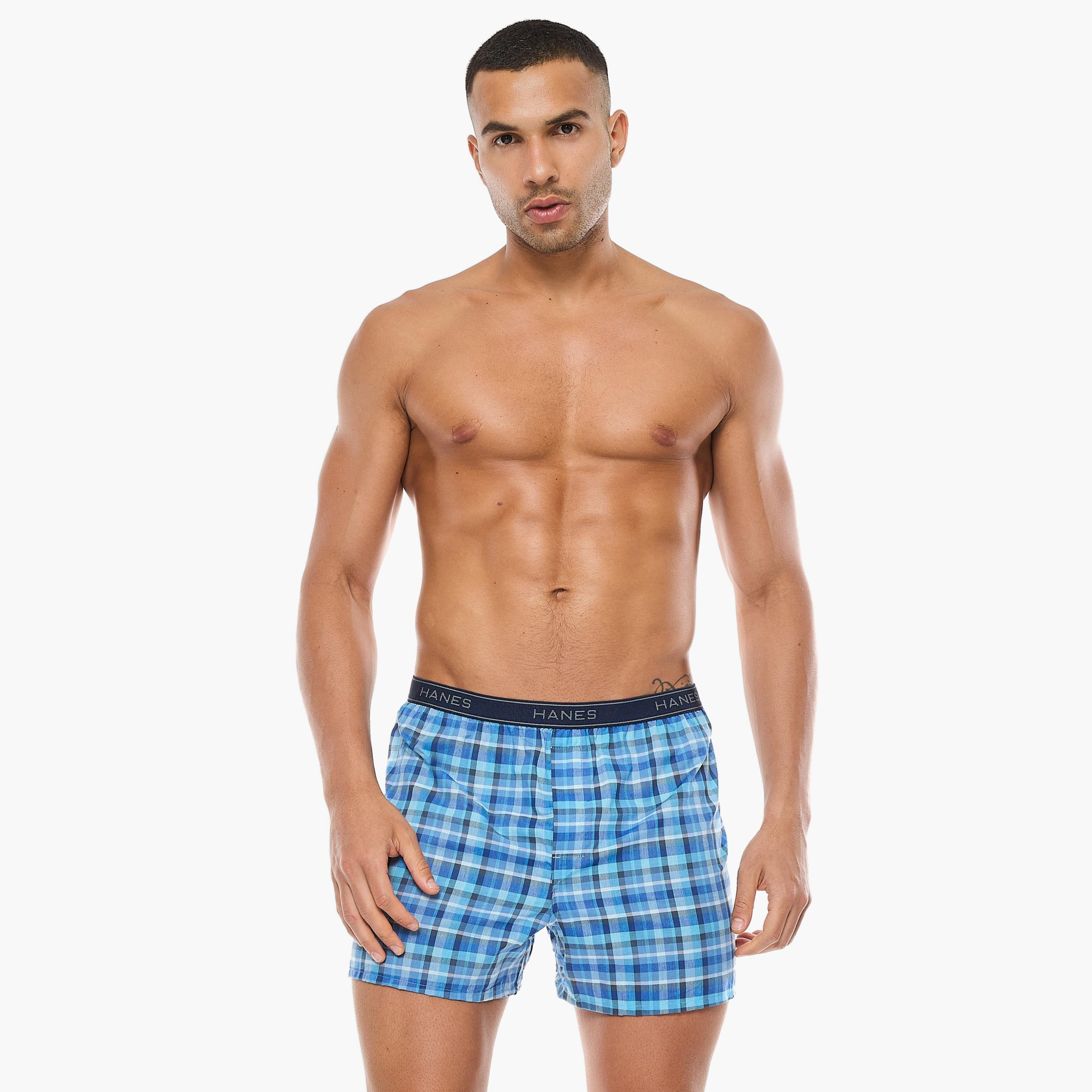 مجموعة هنس المتنوعة مكونة من 2 بوكسر رجالي بحزام خصر مطبوع عليه علامة تجارية-men-clothing-innerwear-underwear-image-4