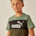 PUMA Logo Print Colorblock T-shirt with Short Sleeves and Crew Neck-Tops-thumbnail-3
