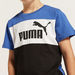 PUMA Logo Print Colourblock Round Neck T-shirt with Short Sleeves-T Shirts-thumbnail-2
