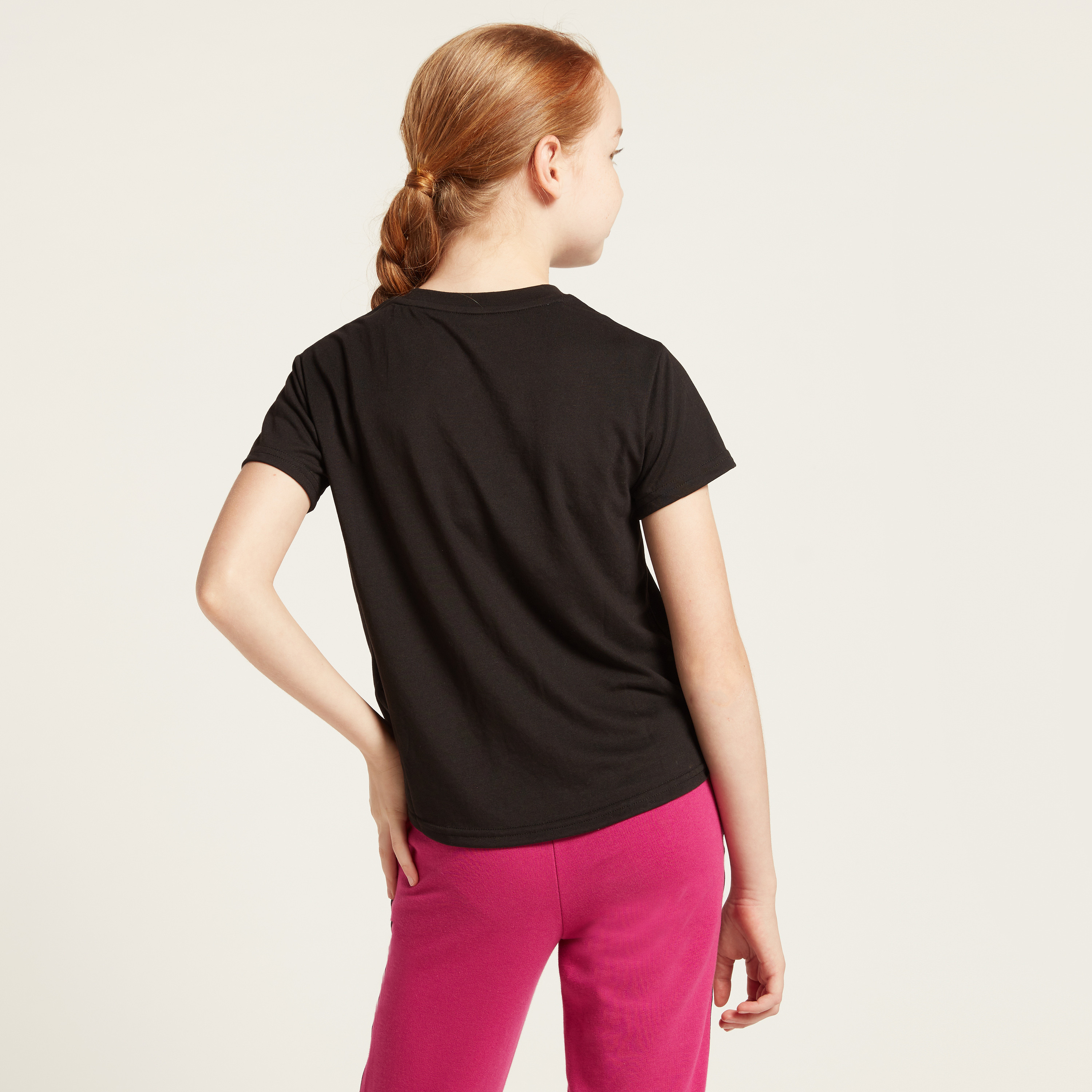 PUMA Logo Print Crew Neck T-shirt with Short Sleeves-girls-clothing-tshirts-image-4