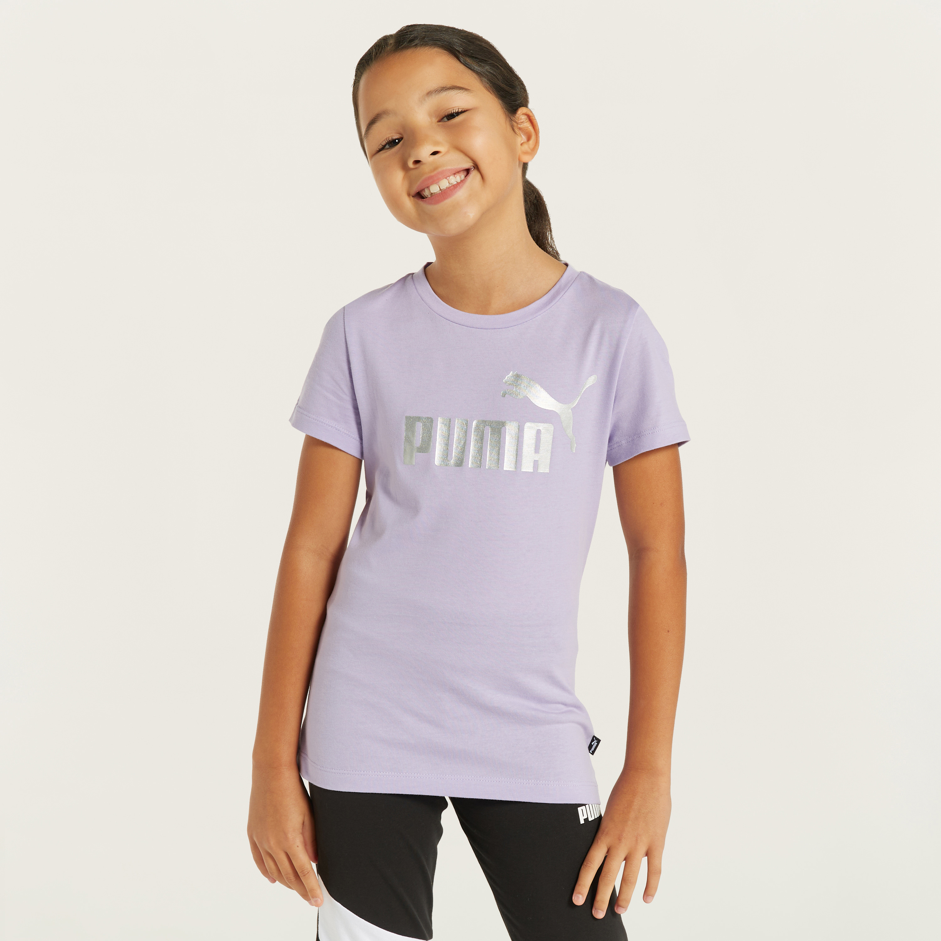 PUMA Logo Print T shirt with Short Sleeves