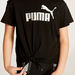 PUMA Logo Print Round Neck T-shirt with Short Sleeves and Tie-Ups-Tops-thumbnailMobile-2
