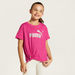 PUMA Logo Print Round Neck T-shirt with Short Sleeves and Tie-Ups-T Shirts-thumbnail-0