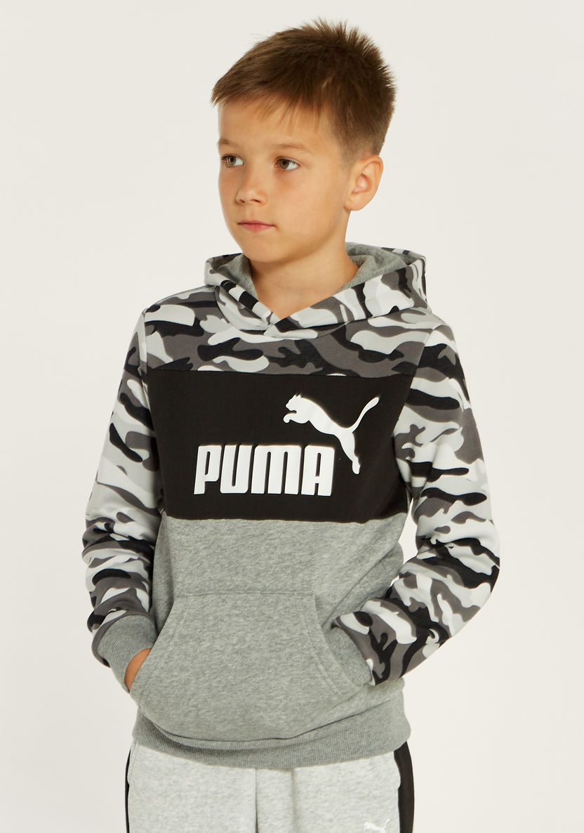 PUMA Camouflage Print Sweatshirt with Hood and Pockets-Tops-image-1