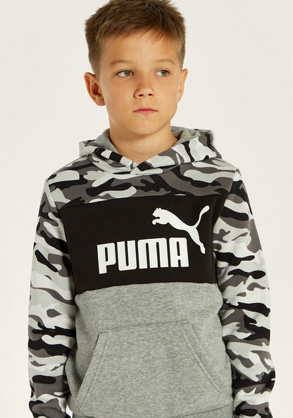 PUMA Camouflage Print Sweatshirt with Hood and Pockets