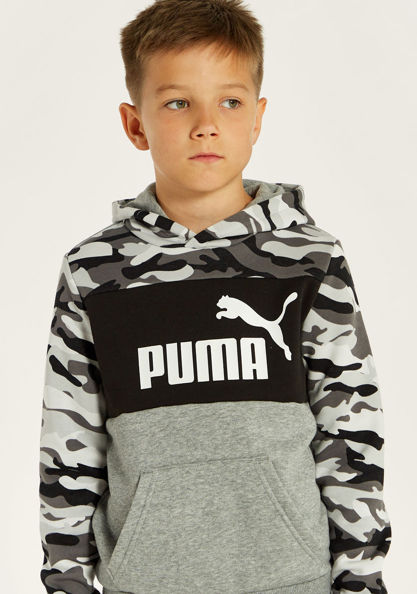PUMA Camouflage Print Sweatshirt with Hood and Pockets-Tops-image-2