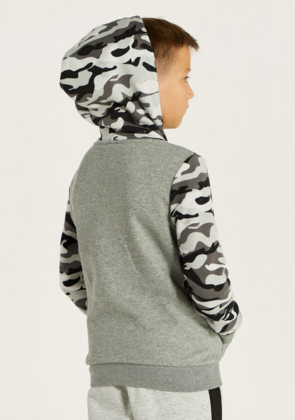 PUMA Camouflage Print Sweatshirt with Hood and Pockets
