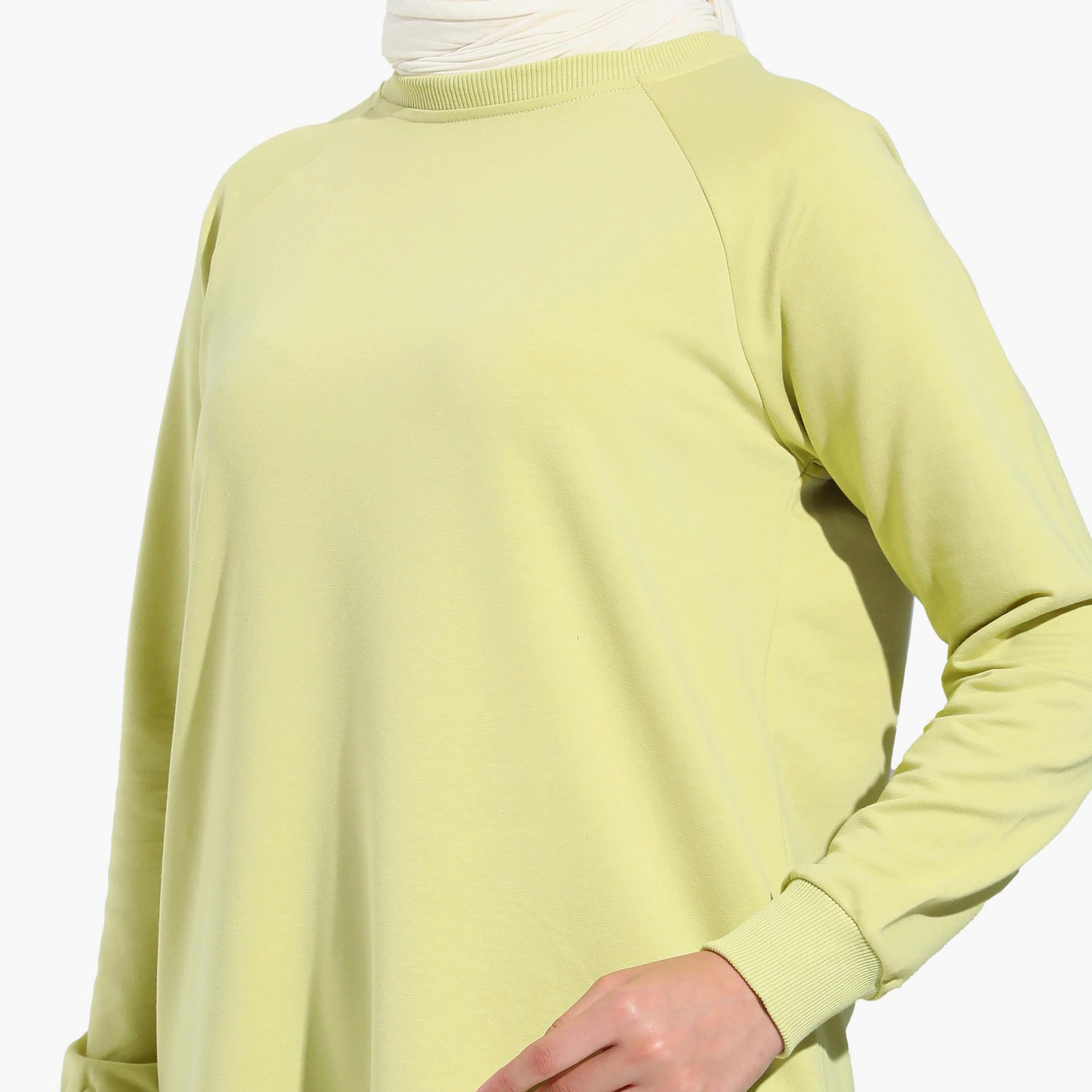 سترة سويت شيرت طويلة سادة بياقة دائرية من مودانيسا-women-clothing-hoodiesandsweatshirts-hoodies-image-3