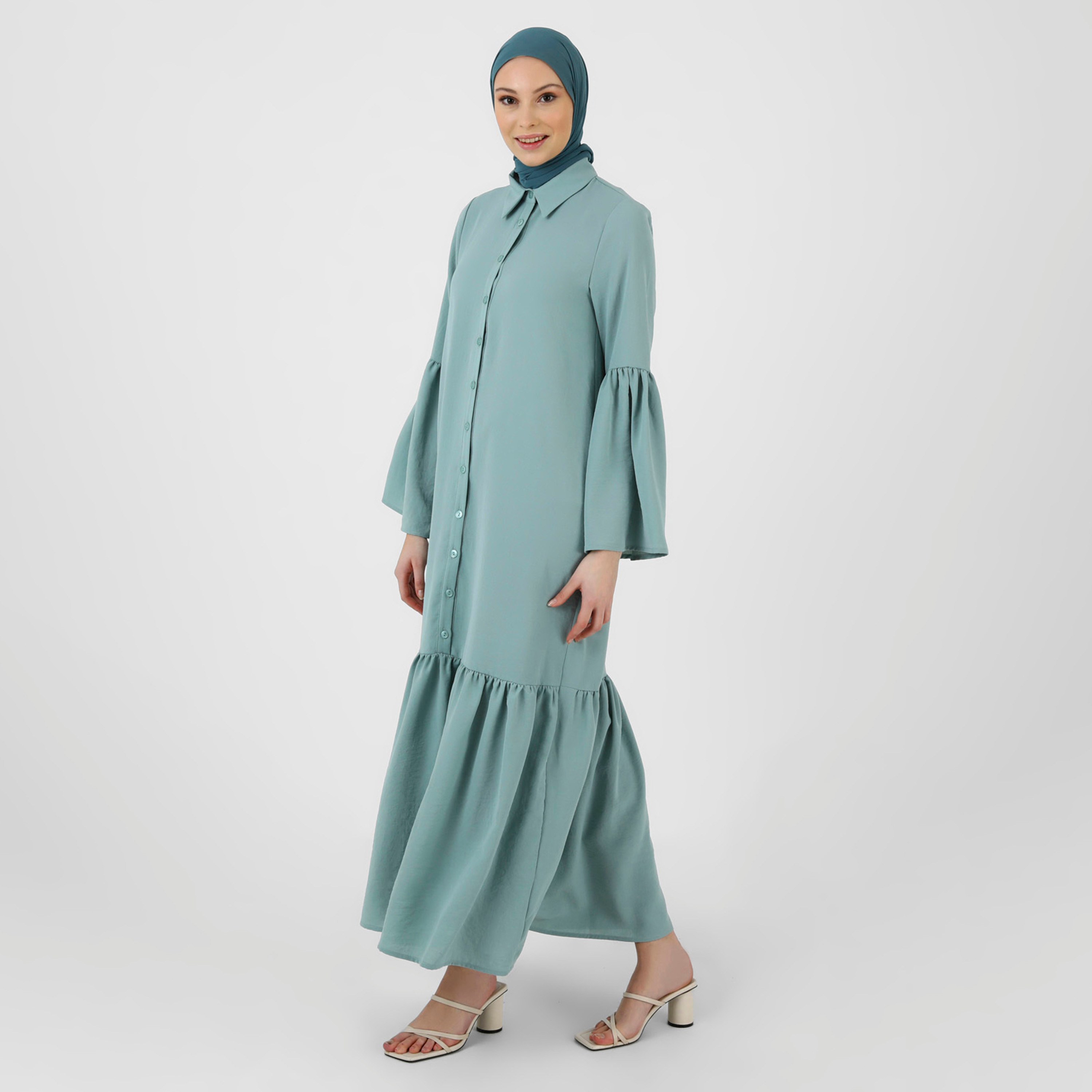Refka Plain Collared Neck Buttoned Dress-women-clothing-dresses-image-4