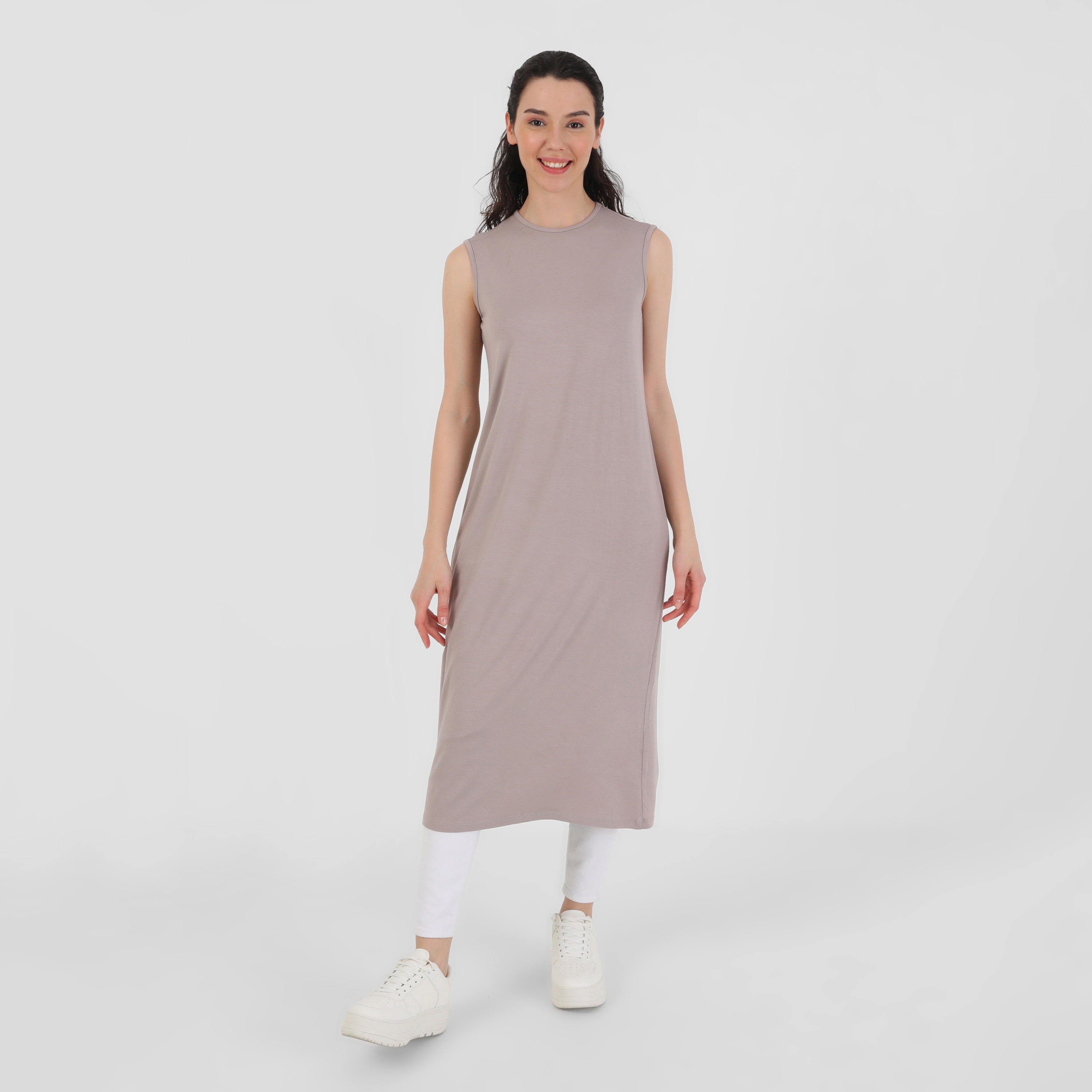 تونيك بأكمام طويلة وياقة دائرية سادة من ريفكا-women-clothing-shirtsandblouses-blouses-image-1